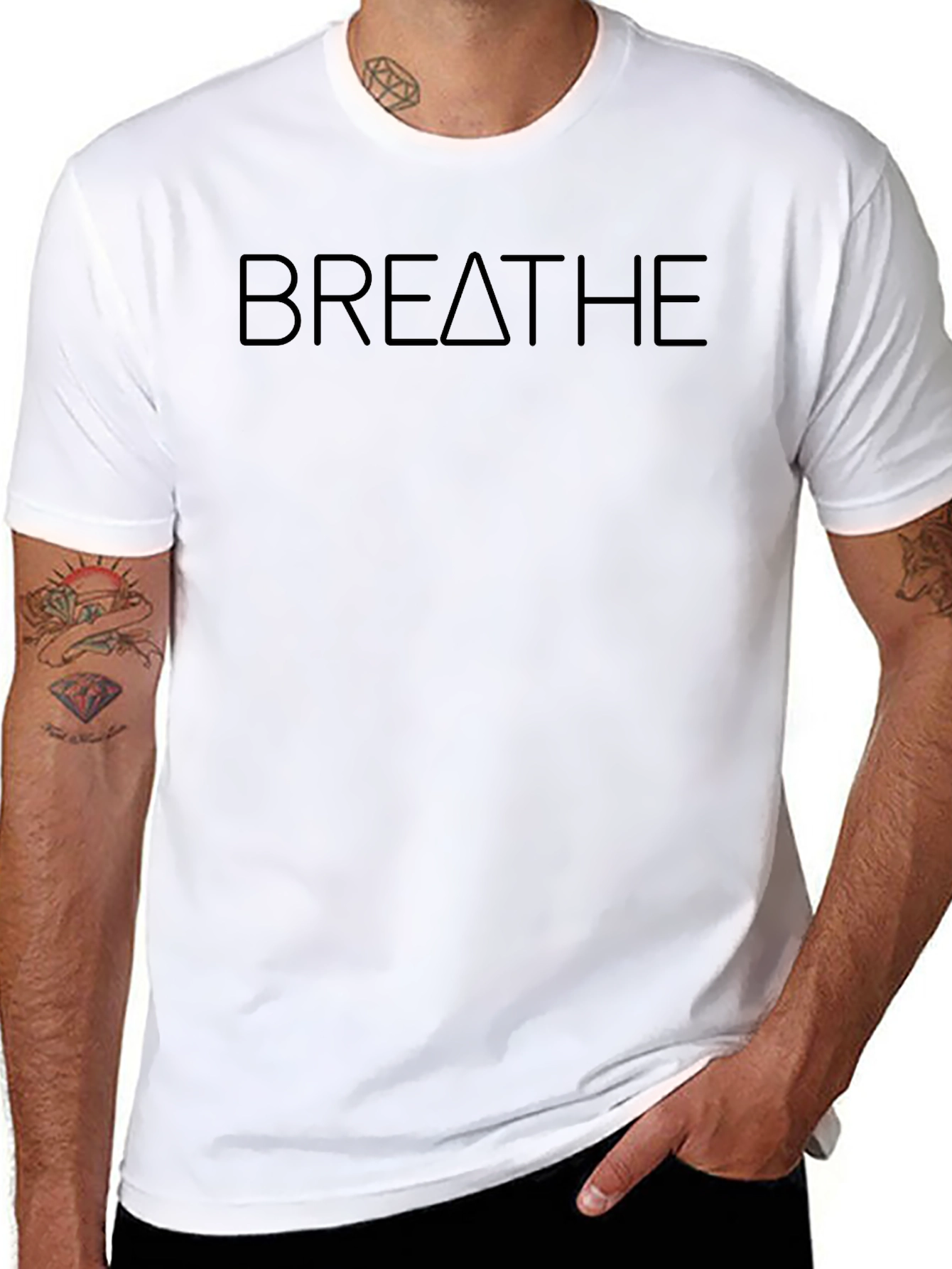 Minimalist Breathe Graphic Black T-Shirt