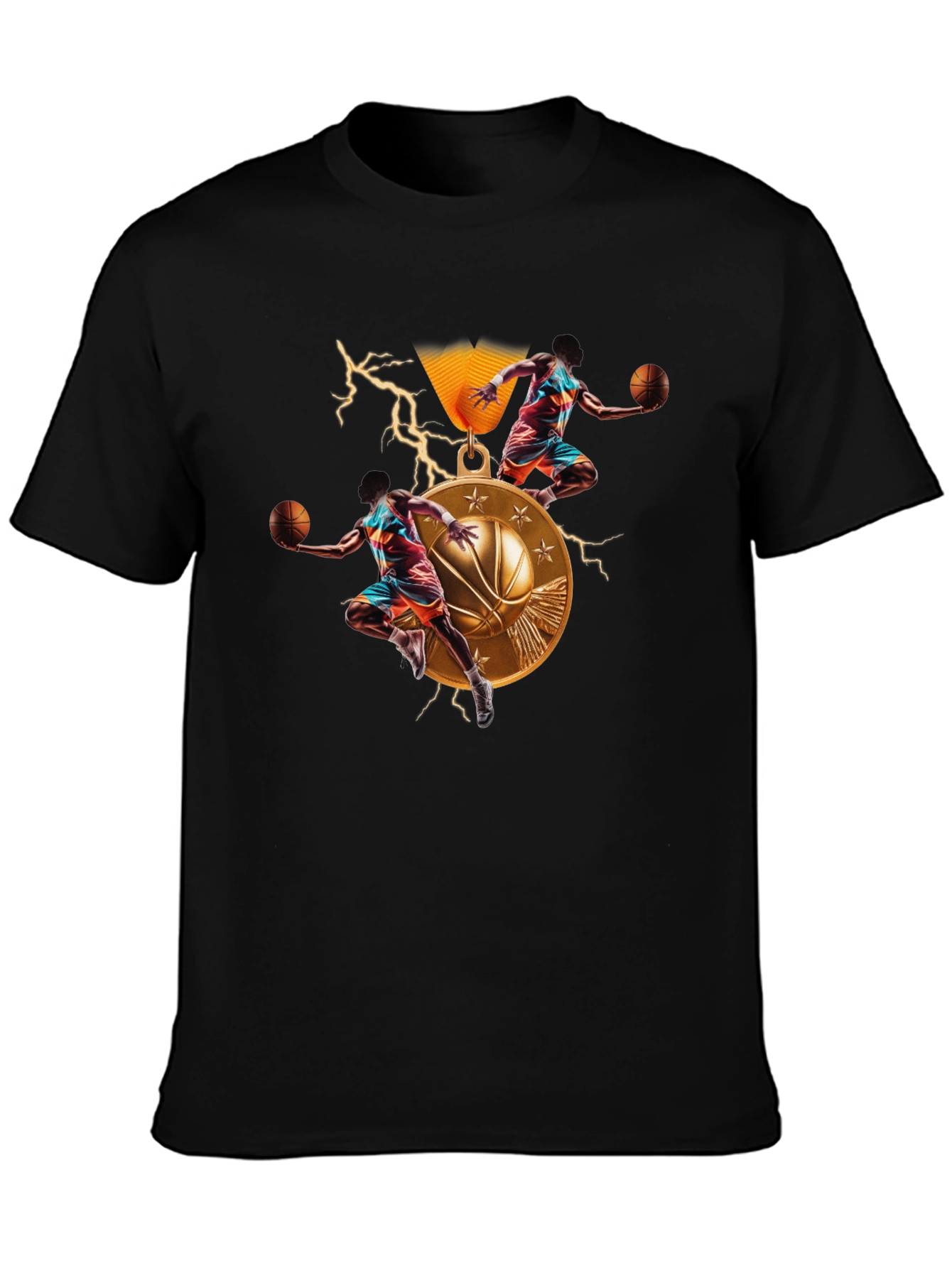 Basketball Medal Graphic T-Shirt - Athletic Style