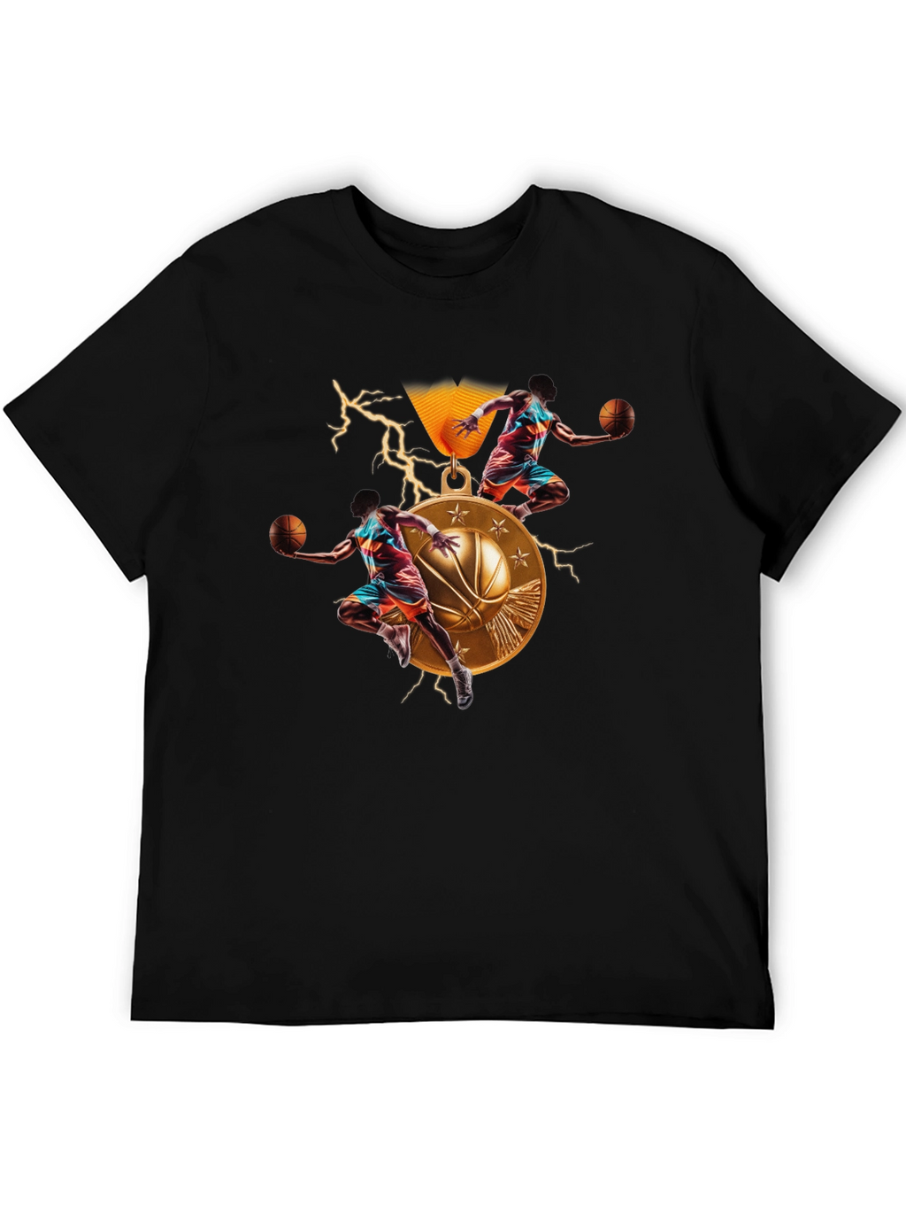 Basketball Medal Graphic T-Shirt - Athletic Style