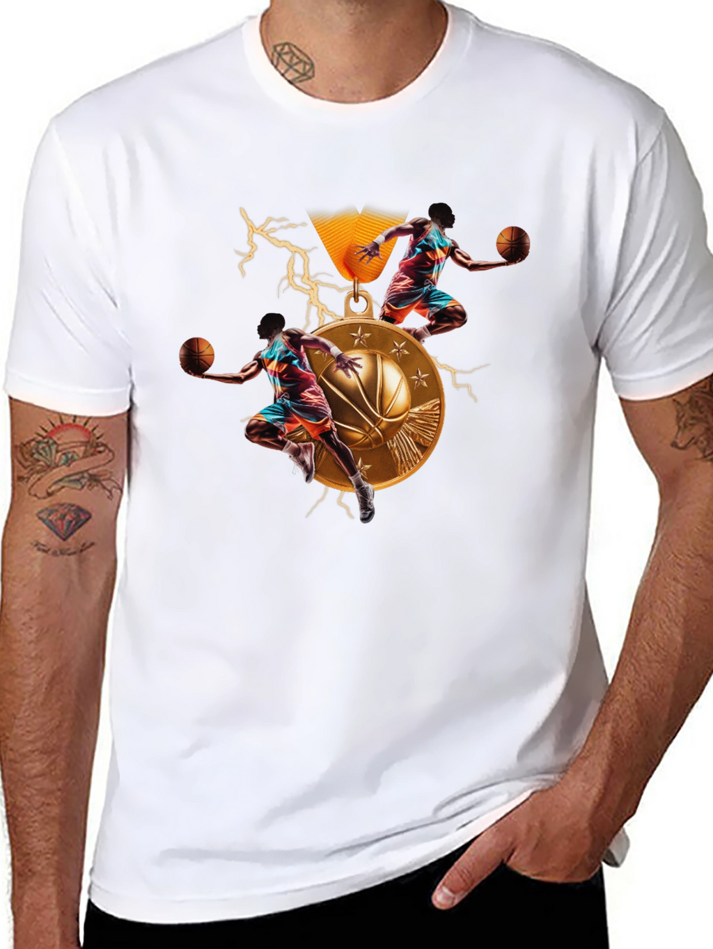 Basketball Medal Graphic T-Shirt - Athletic Style