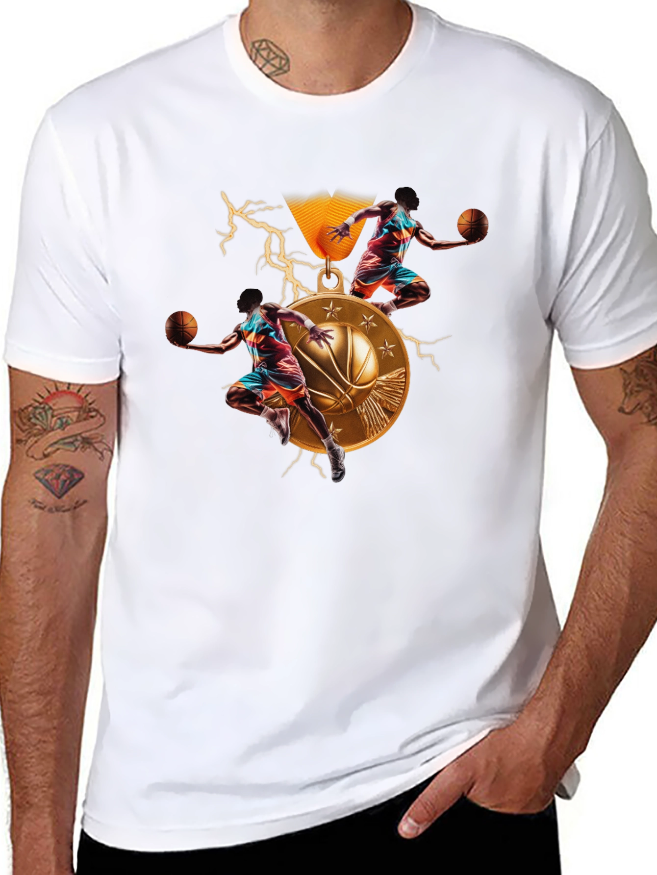Basketball Medal Graphic T-Shirt - Athletic Style