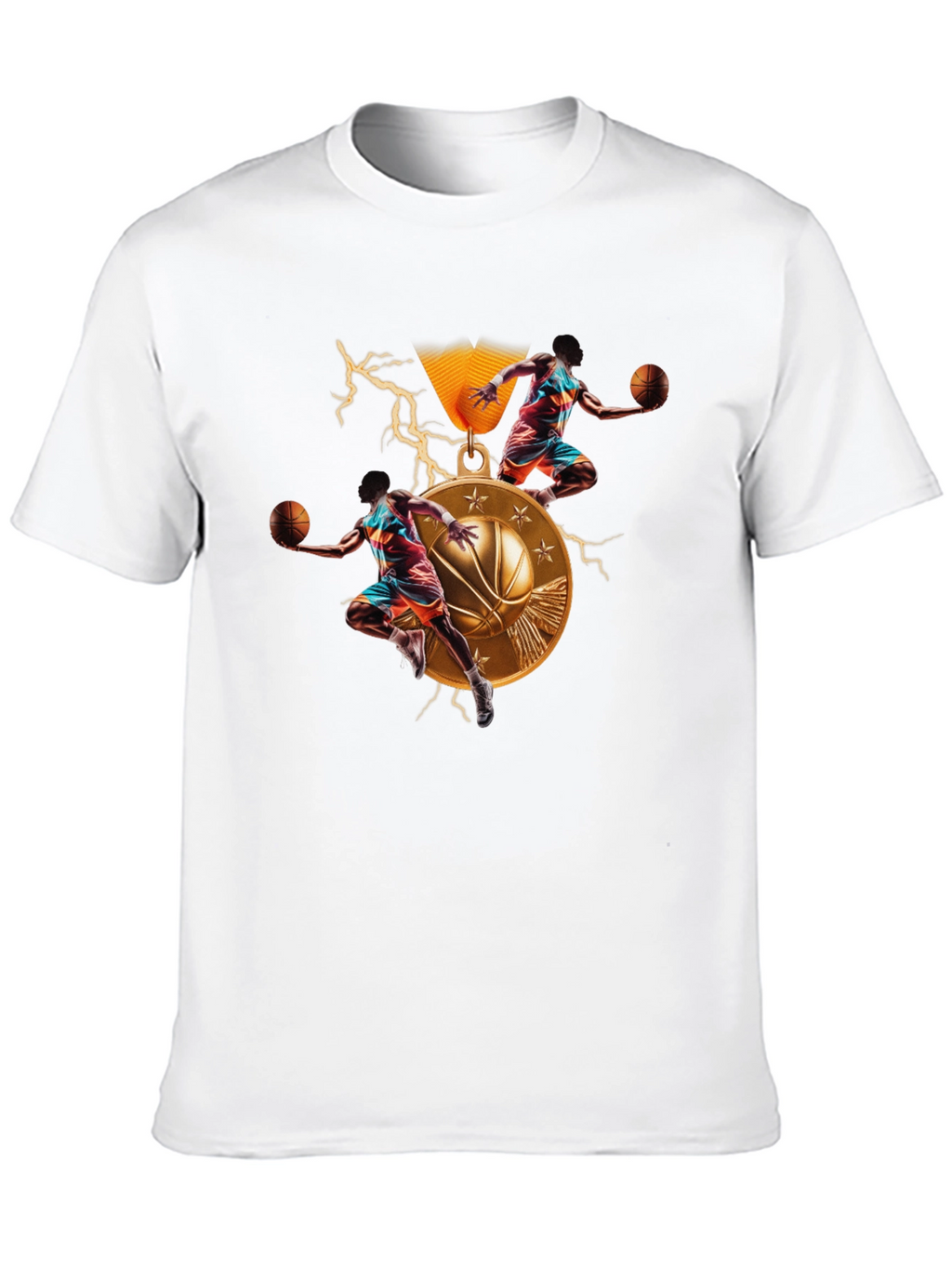 Basketball Medal Graphic T-Shirt - Athletic Style