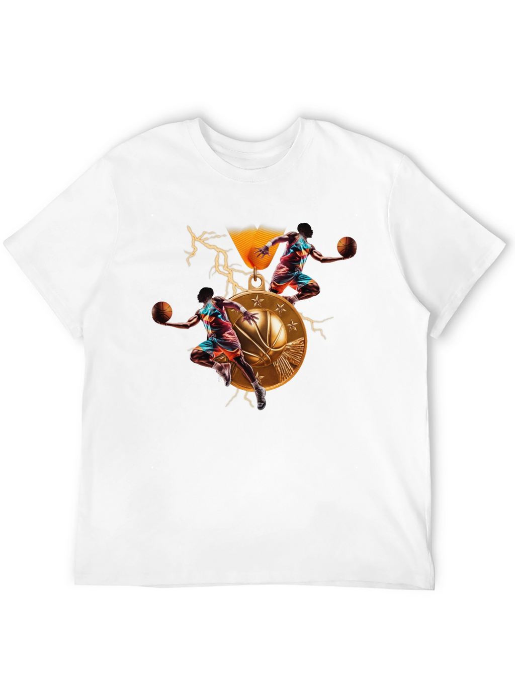 Basketball Medal Graphic T-Shirt - Athletic Style