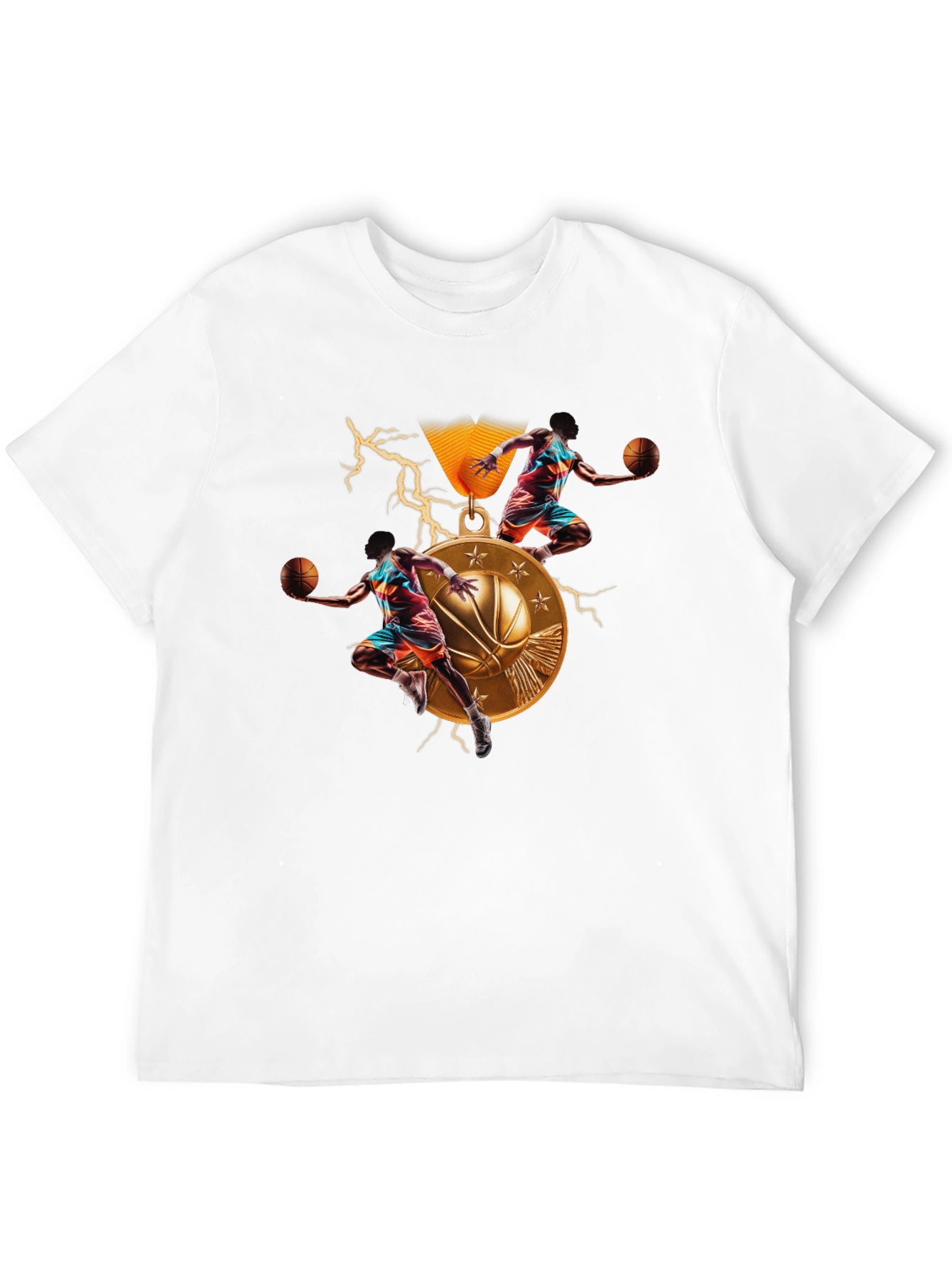 Basketball Medal Graphic T-Shirt - Athletic Style