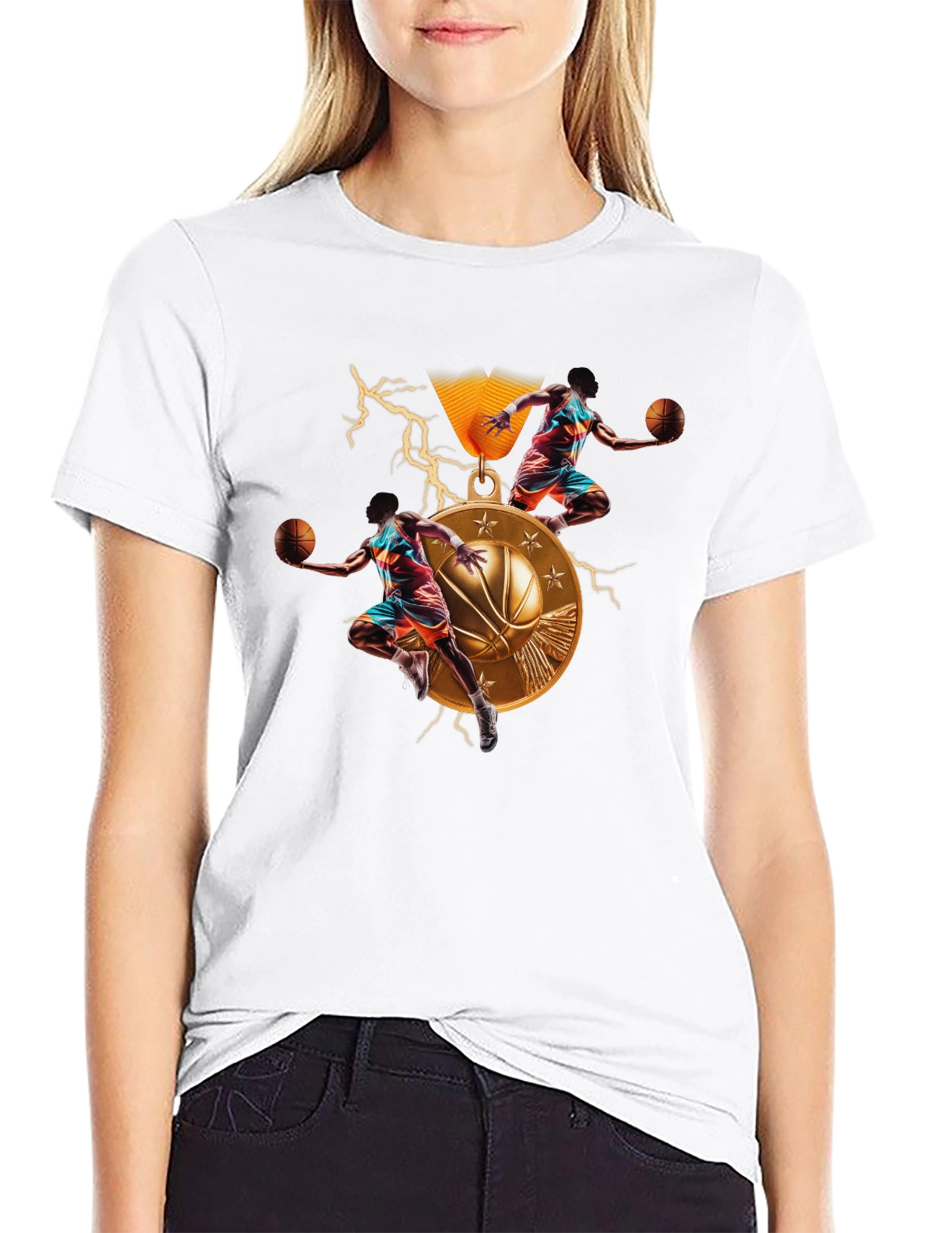 Basketball Medal Graphic T-Shirt - Athletic Style