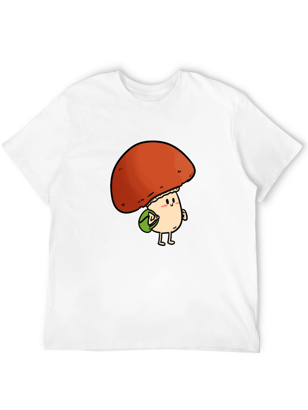 Cute Mushroom Character Black T-Shirt