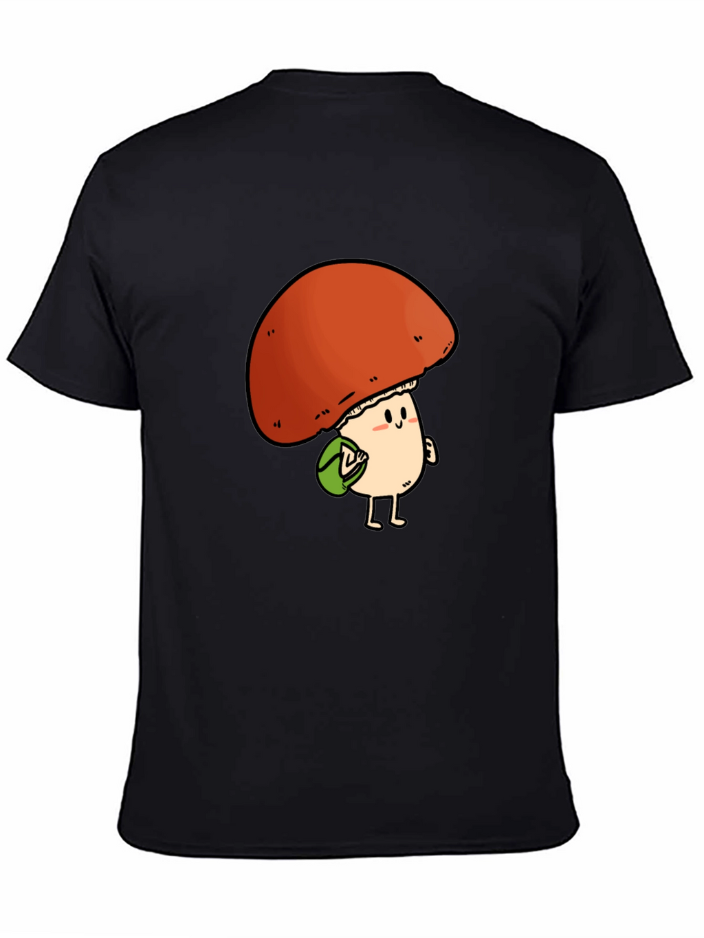 Cute Mushroom Character Black T-Shirt