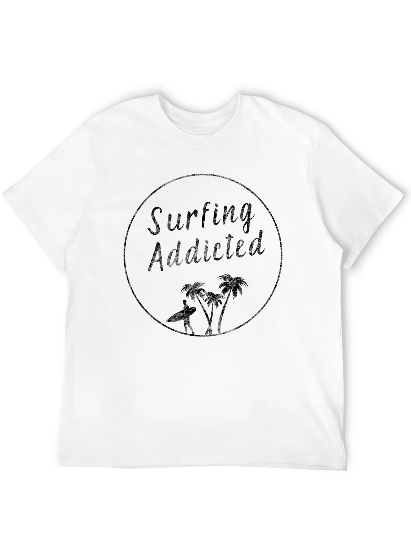 Surfing Addicted Black T-Shirt