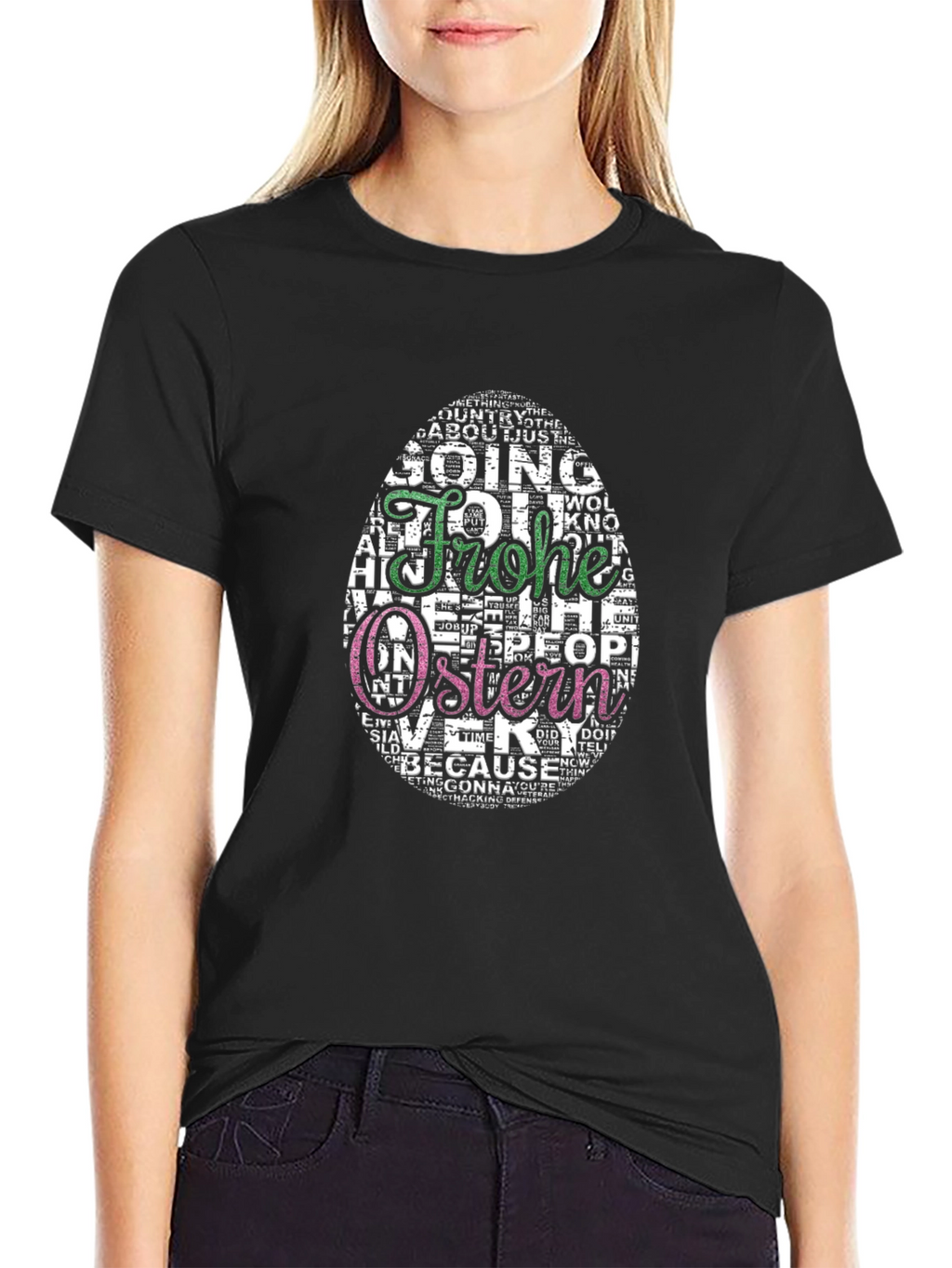 Frohe Ostern Easter Egg Word Art T-Shirt