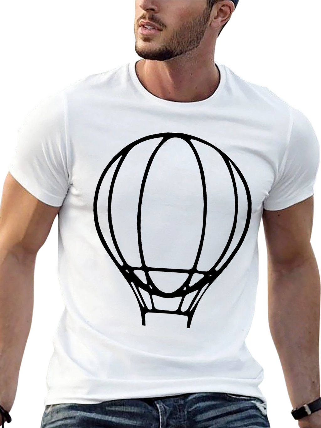 Hot Air Balloon Graphic T-Shirt - Black