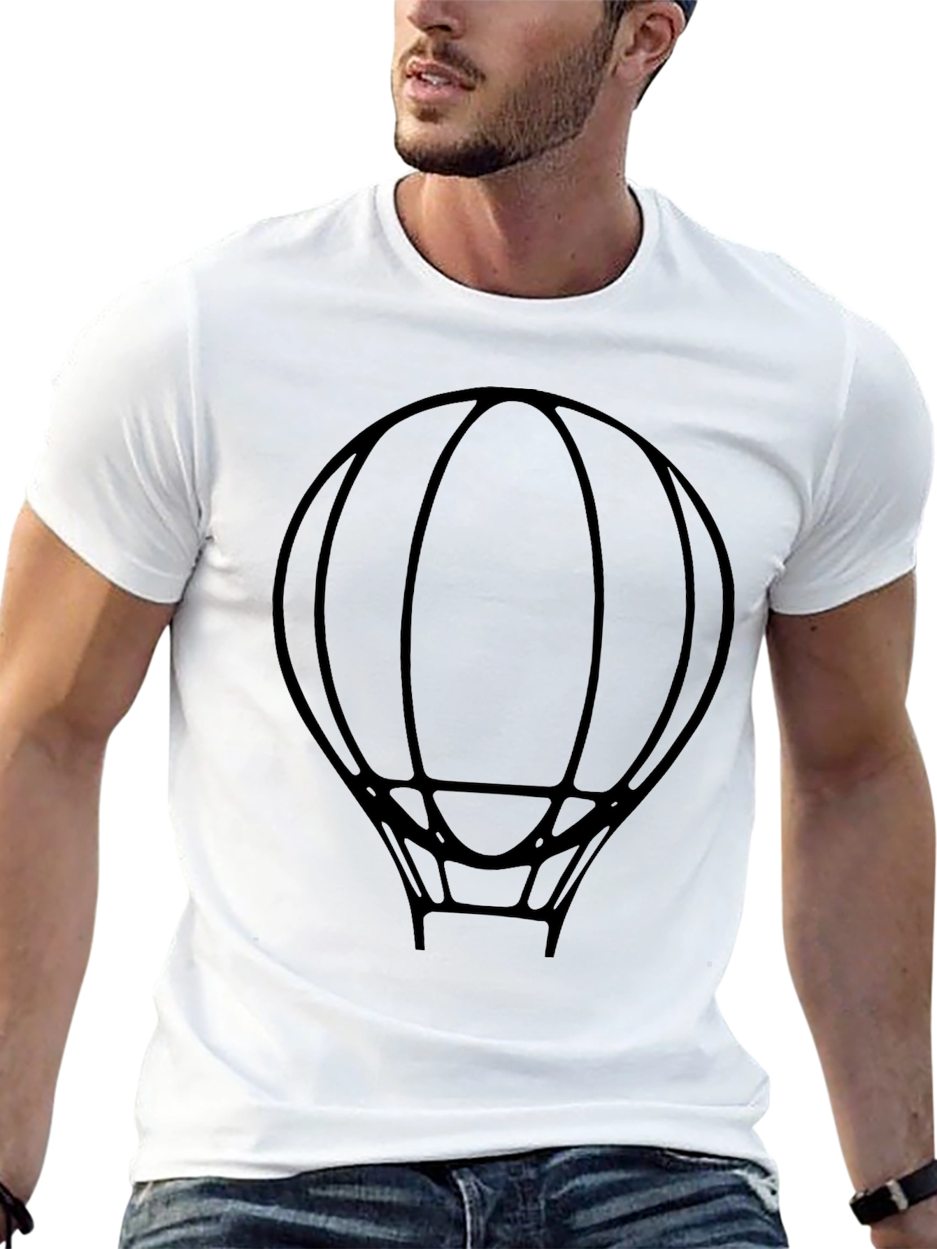 Hot Air Balloon Graphic T-Shirt - Black