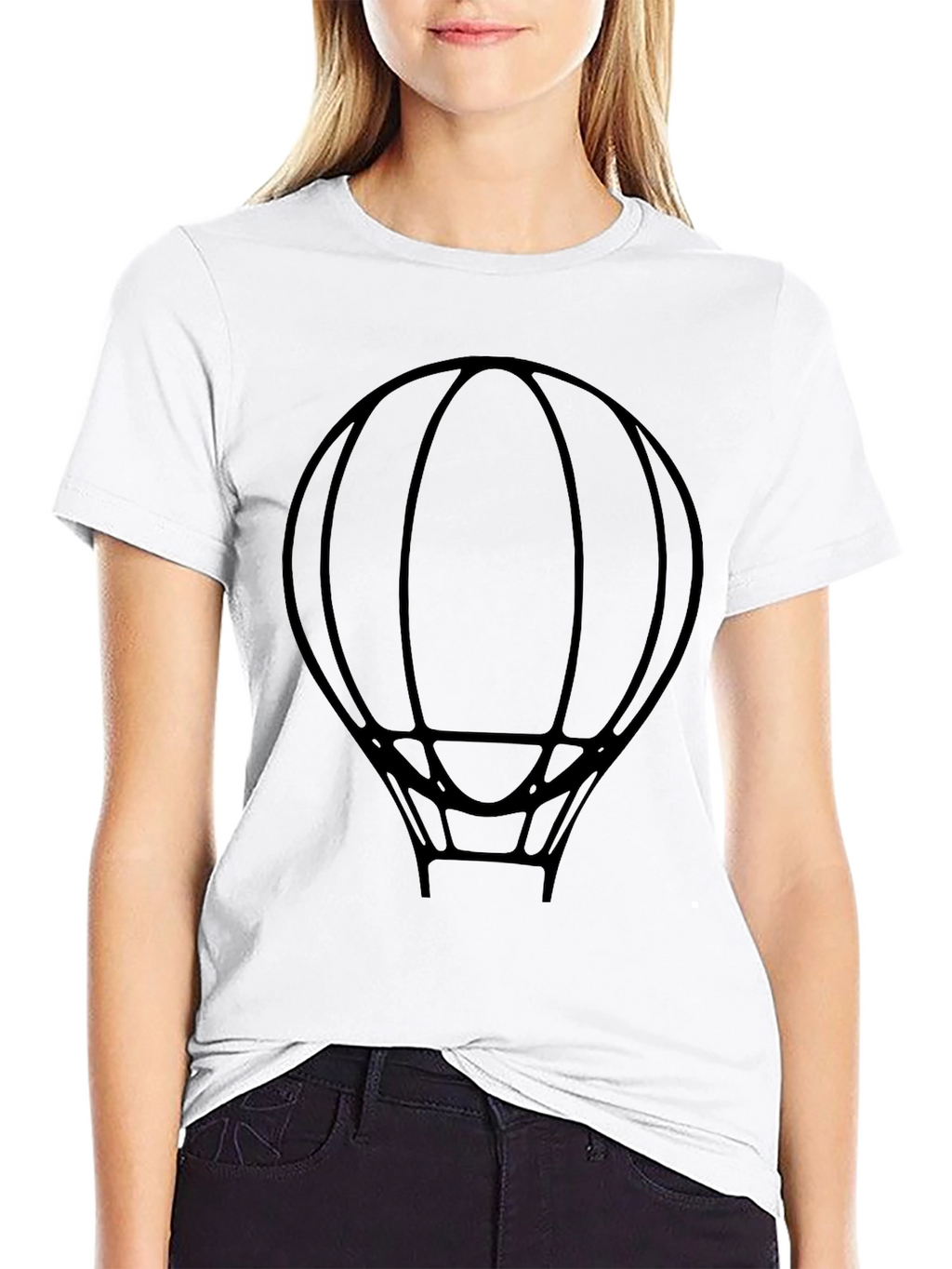 Hot Air Balloon Graphic T-Shirt - Black