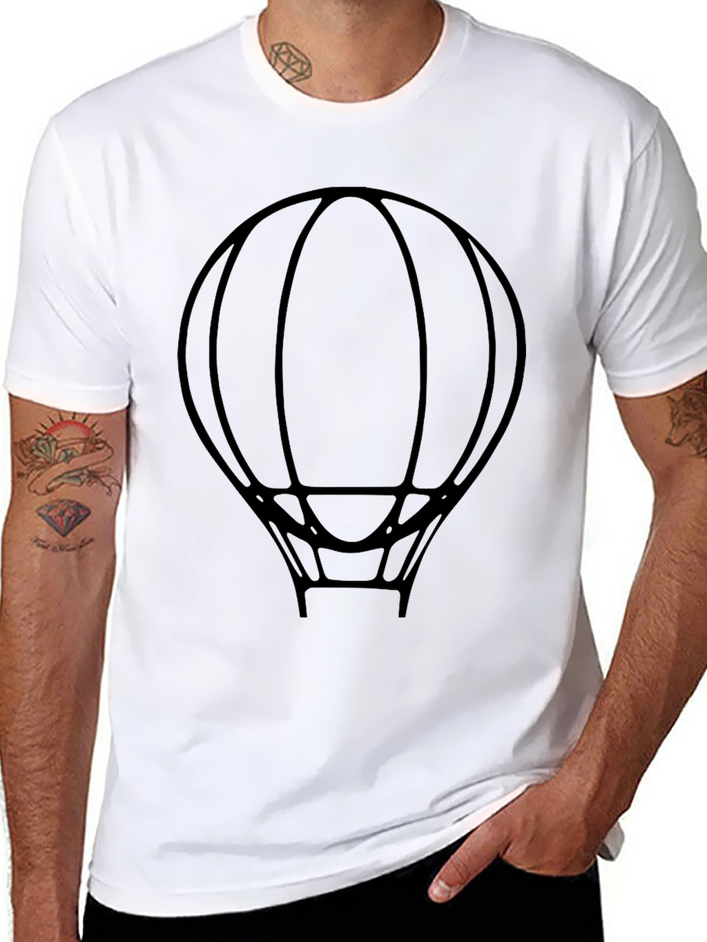 Hot Air Balloon Graphic T-Shirt - Black