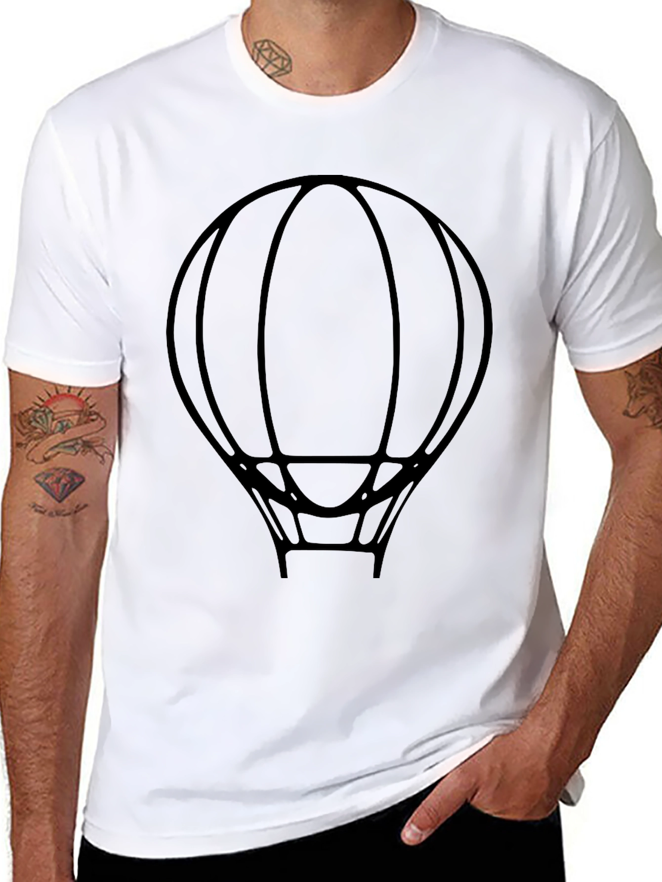 Hot Air Balloon Graphic T-Shirt - Black