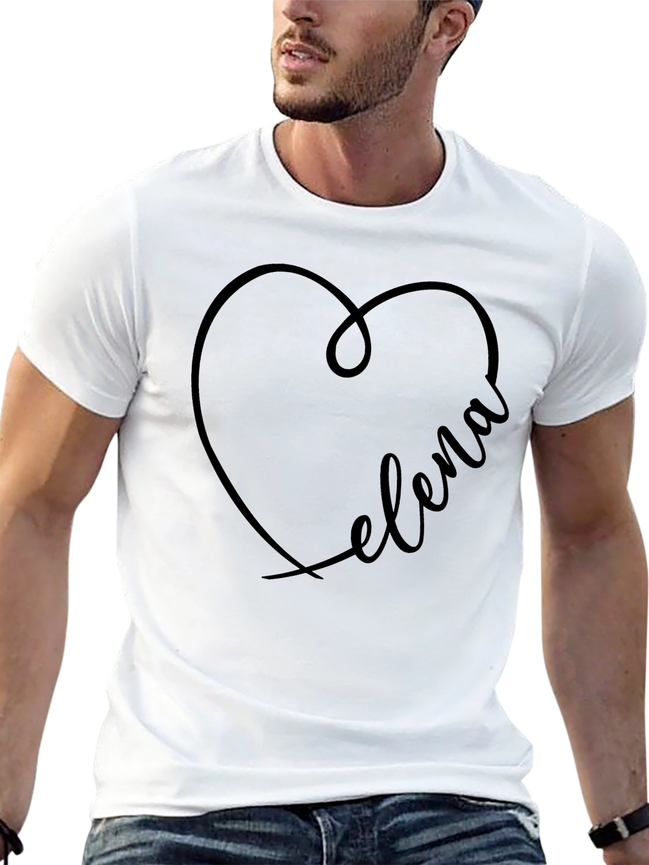 Elena Heart Graphic Tee - Stylish Black T-Shirt
