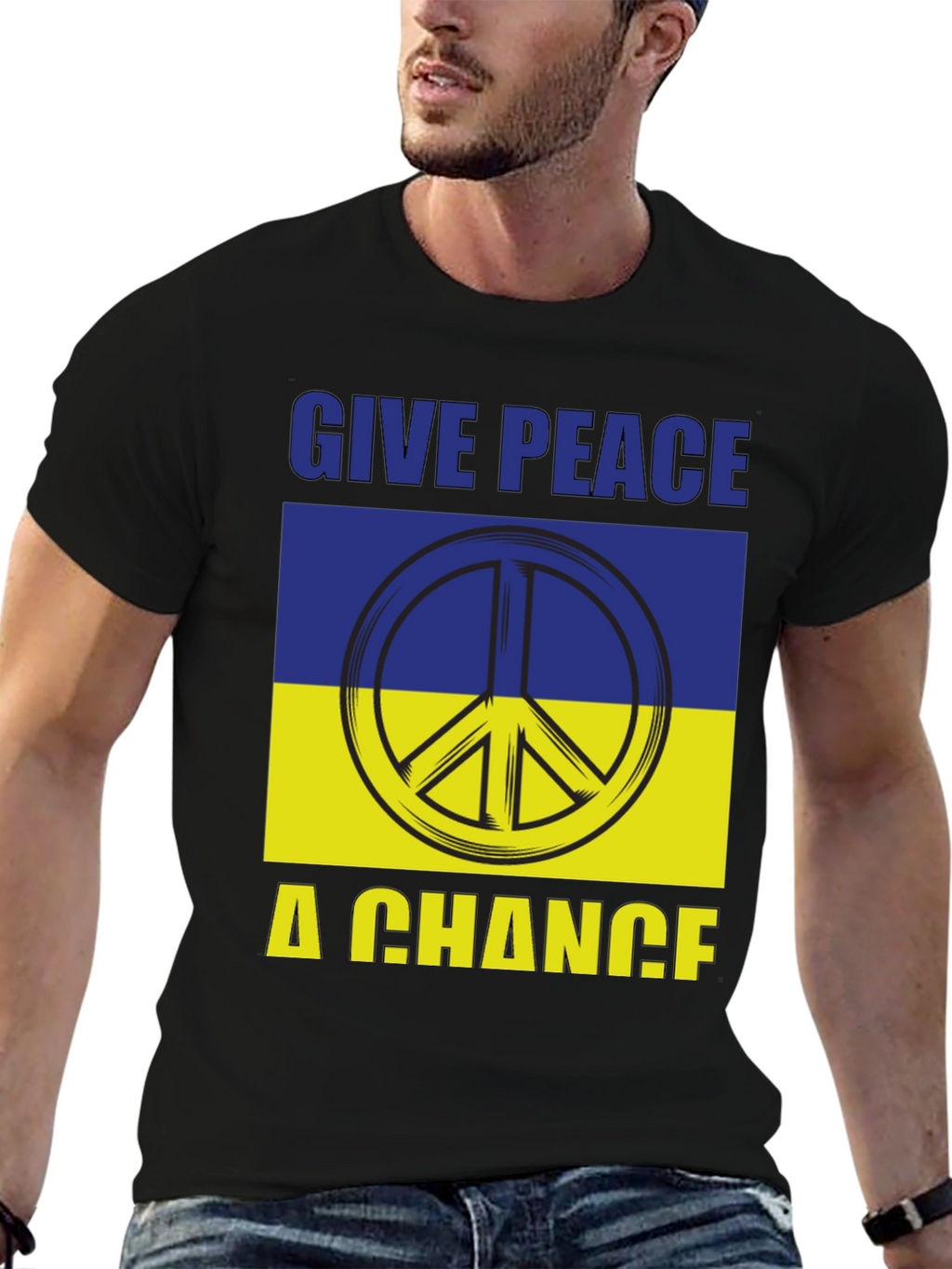 Give Peace A Chance Ukraine Flag Graphic T-Shirt