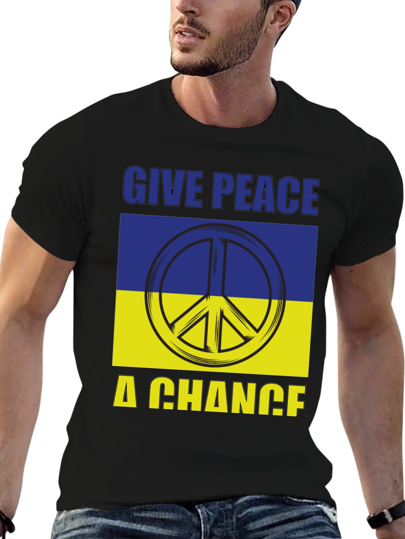 Give Peace A Chance Ukraine Flag Graphic T-Shirt