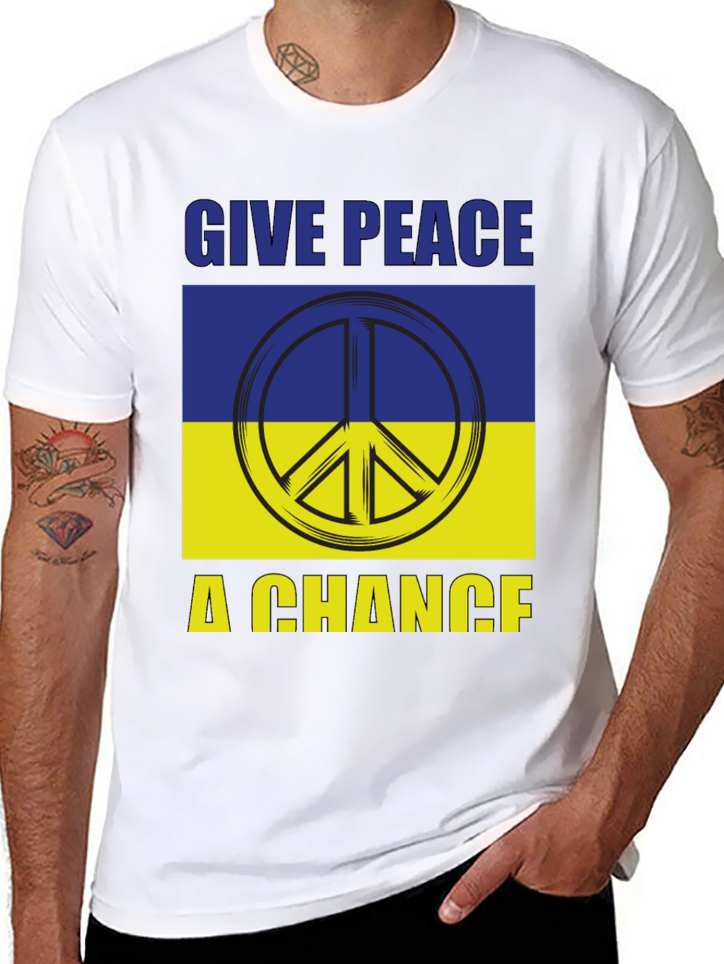 Give Peace A Chance Ukraine Flag Graphic T-Shirt
