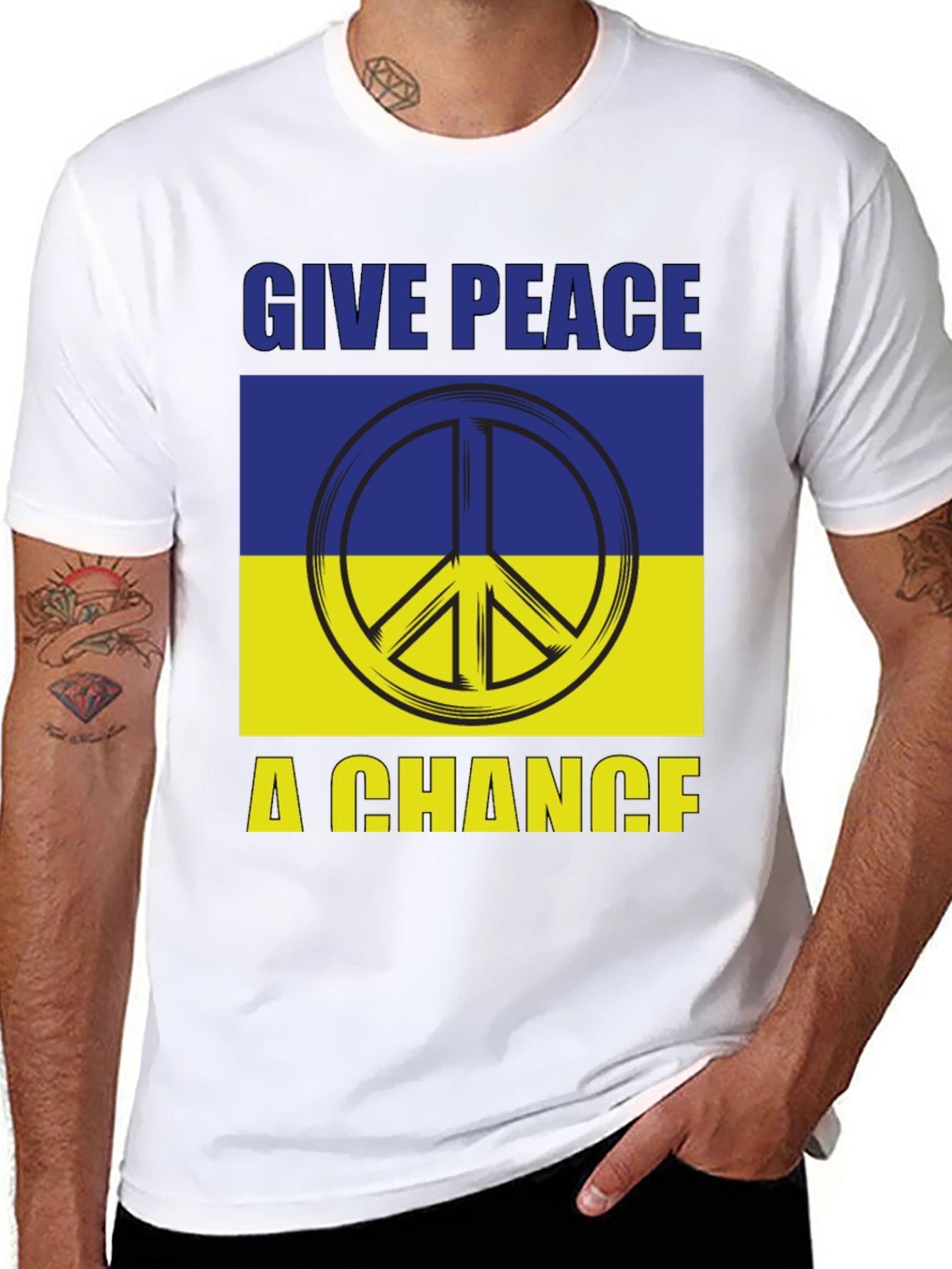 Give Peace A Chance Ukraine Flag Graphic T-Shirt