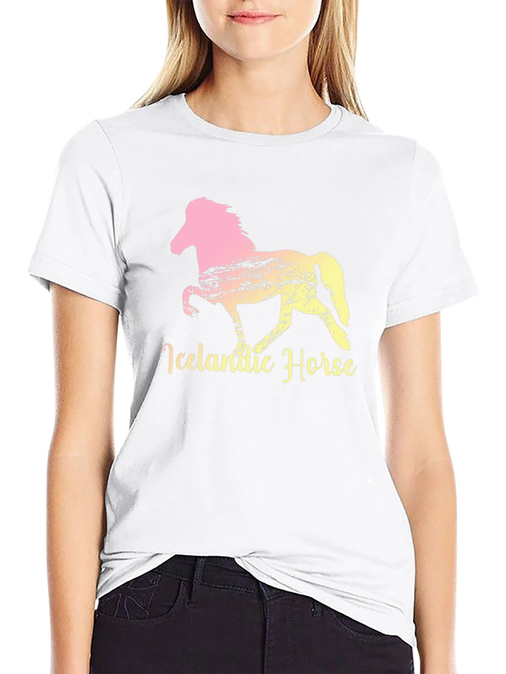 Icelandic Horse Graphic Tee - Black Cotton T-Shirt