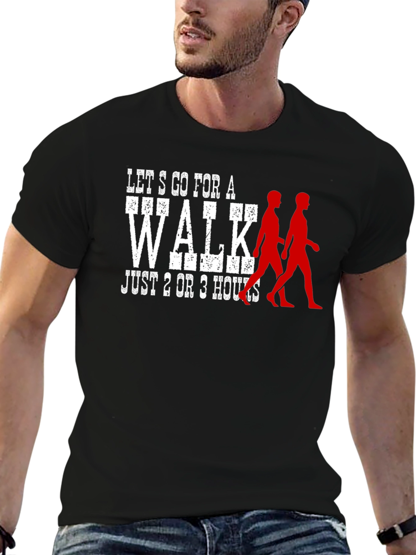 Lets Go for a Walk Black Graphic T-Shirt