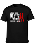 Lets Go for a Walk Black Graphic T-Shirt