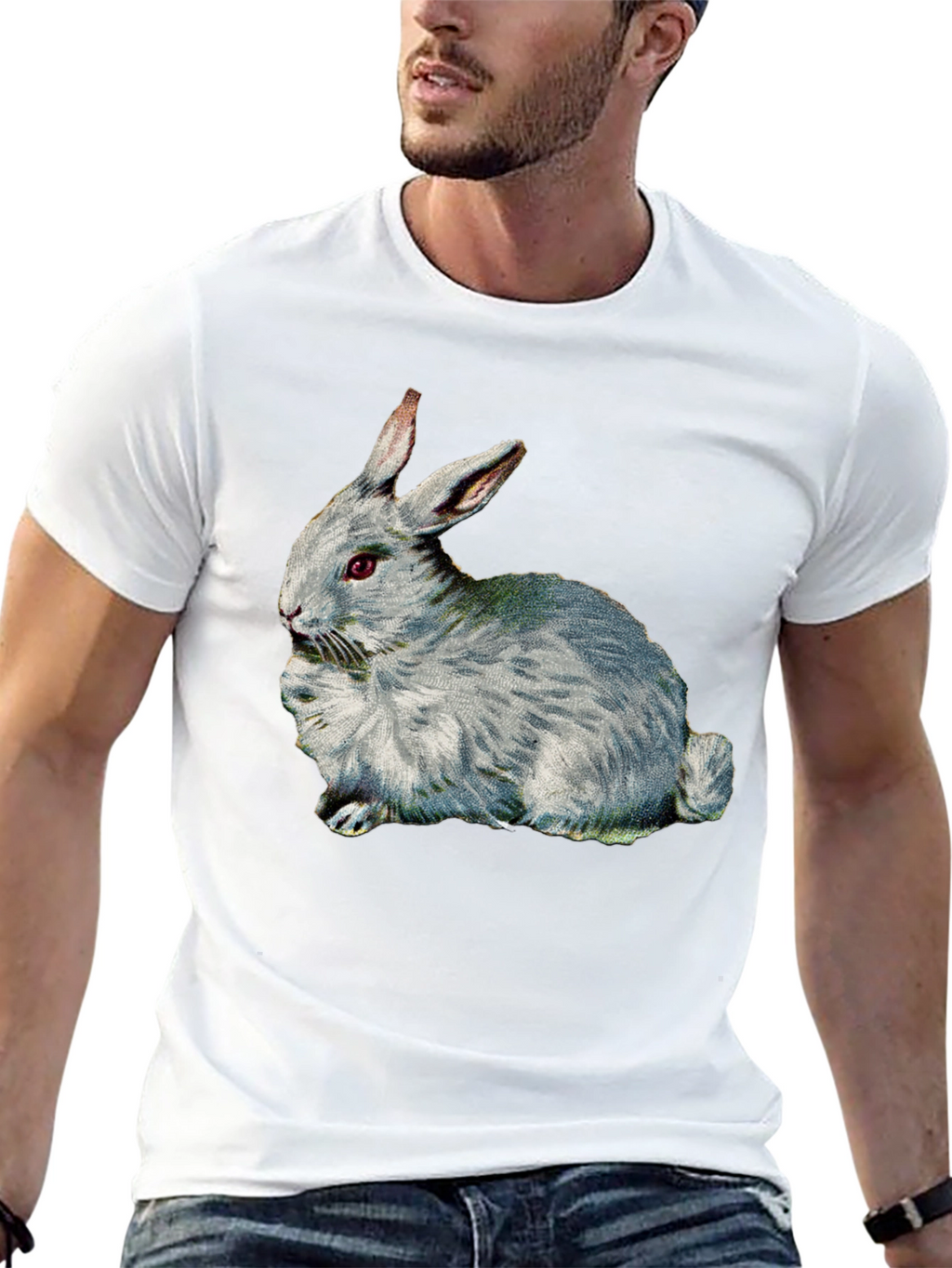 Rabbit Graphic T-Shirt - Black Casual Tee