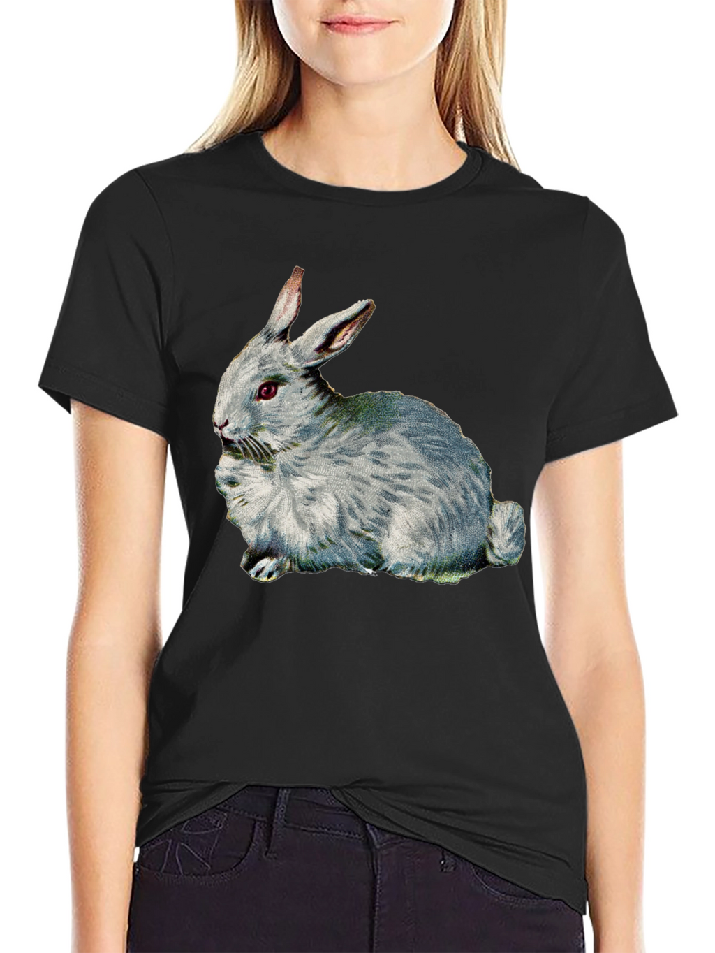 Rabbit Graphic T-Shirt - Black Casual Tee