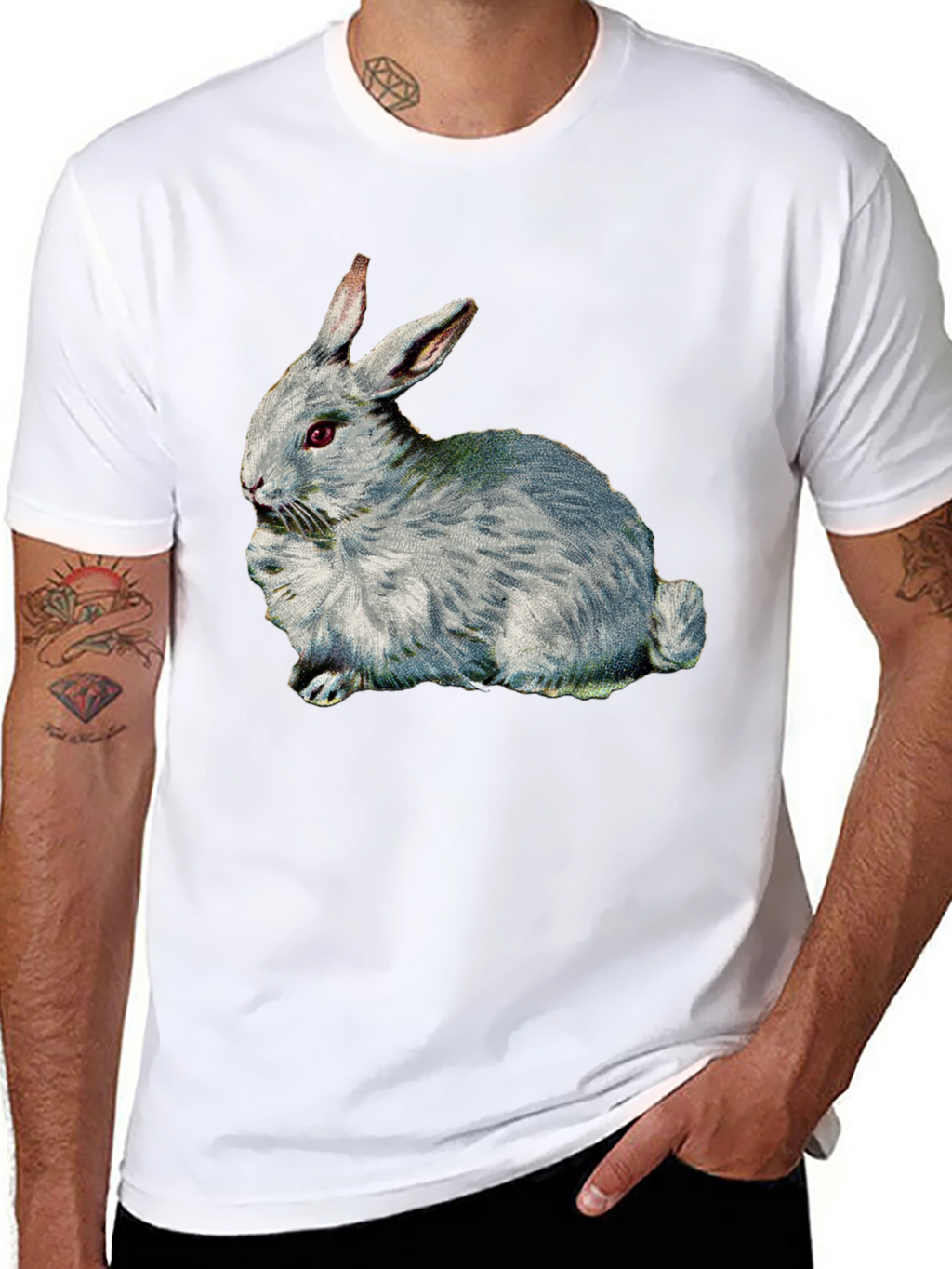 Rabbit Graphic T-Shirt - Black Casual Tee