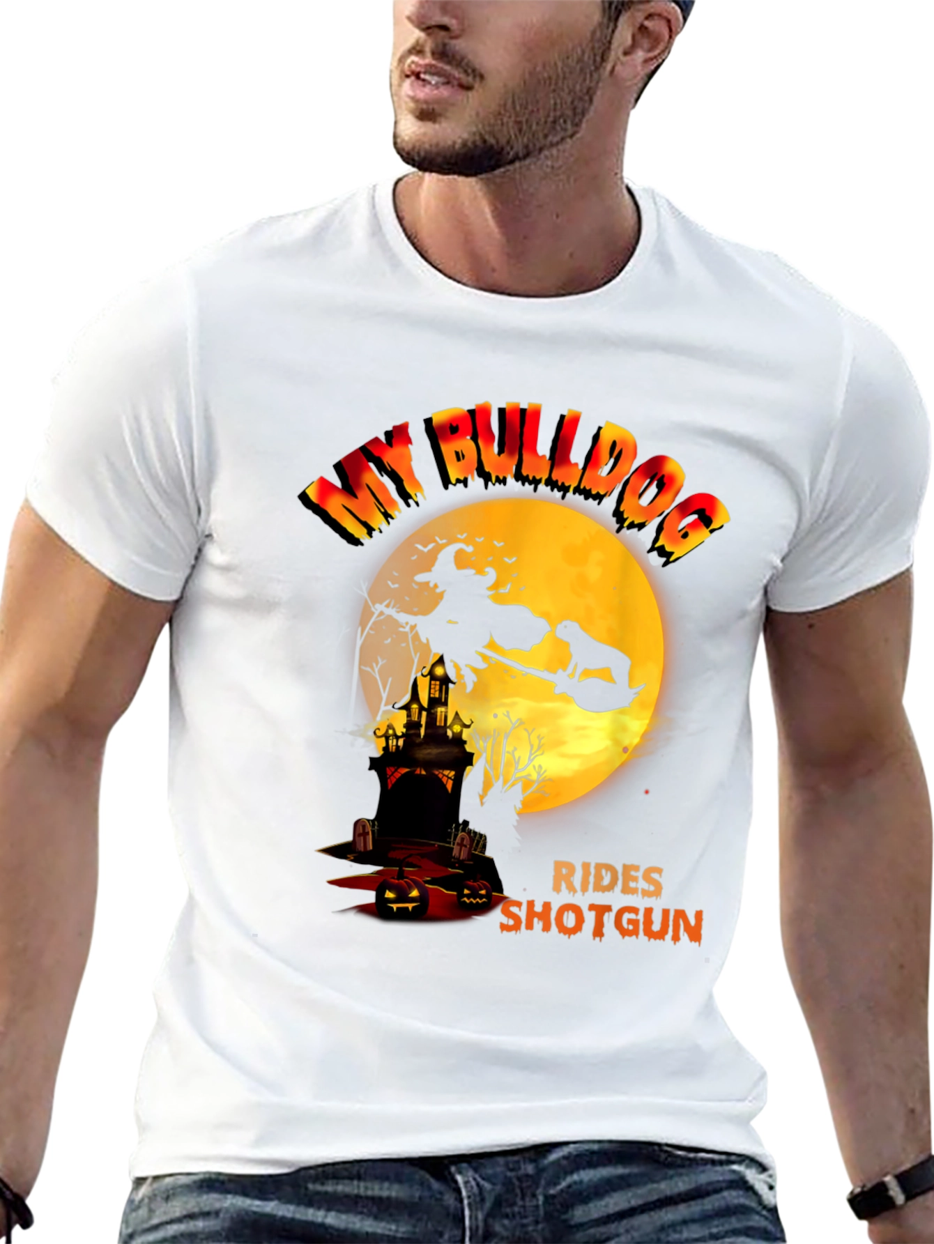 Bulldog Rides Shotgun Halloween T-Shirt