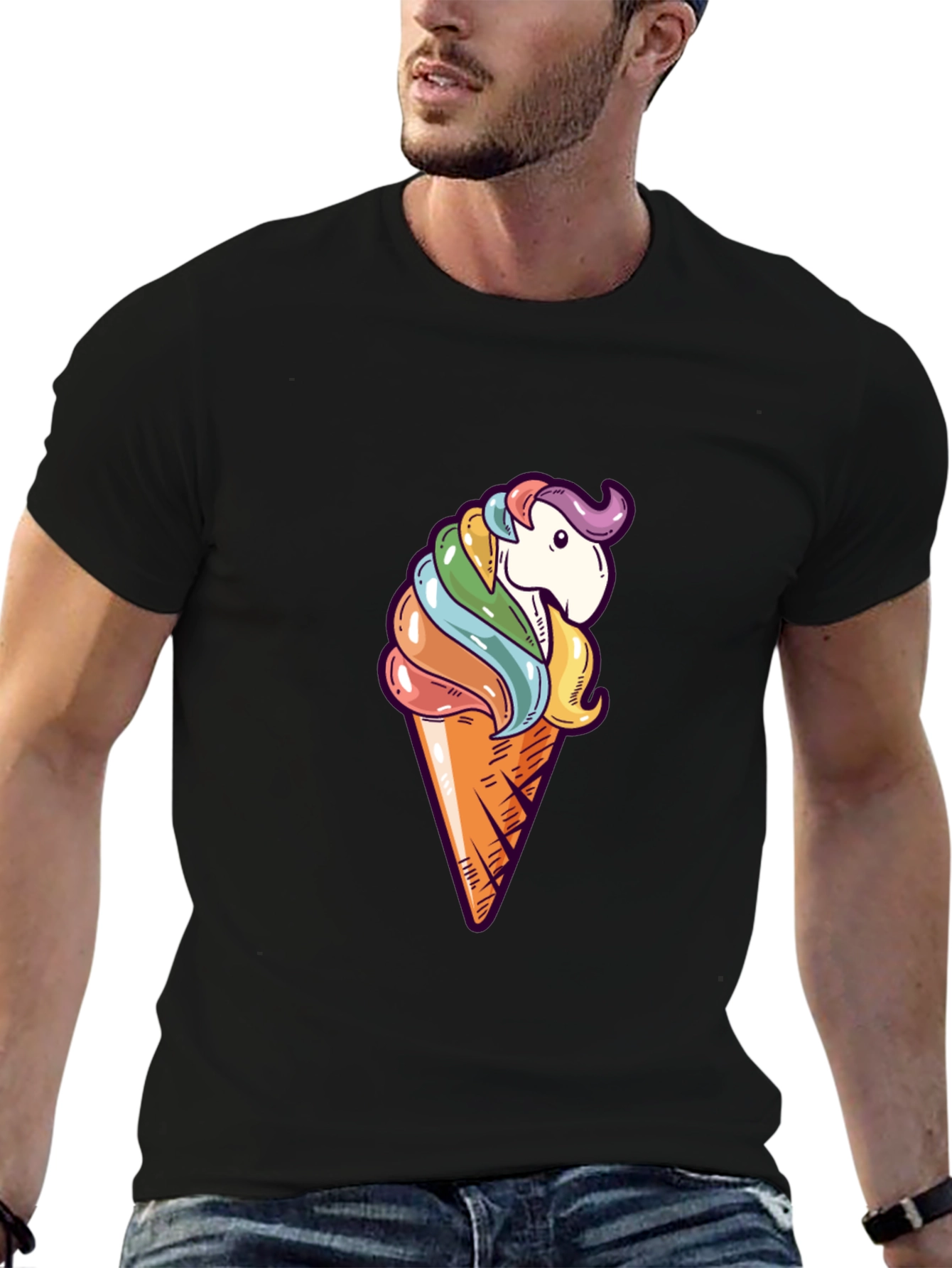 Unicorn Ice Cream Cone Graphic T-Shirt