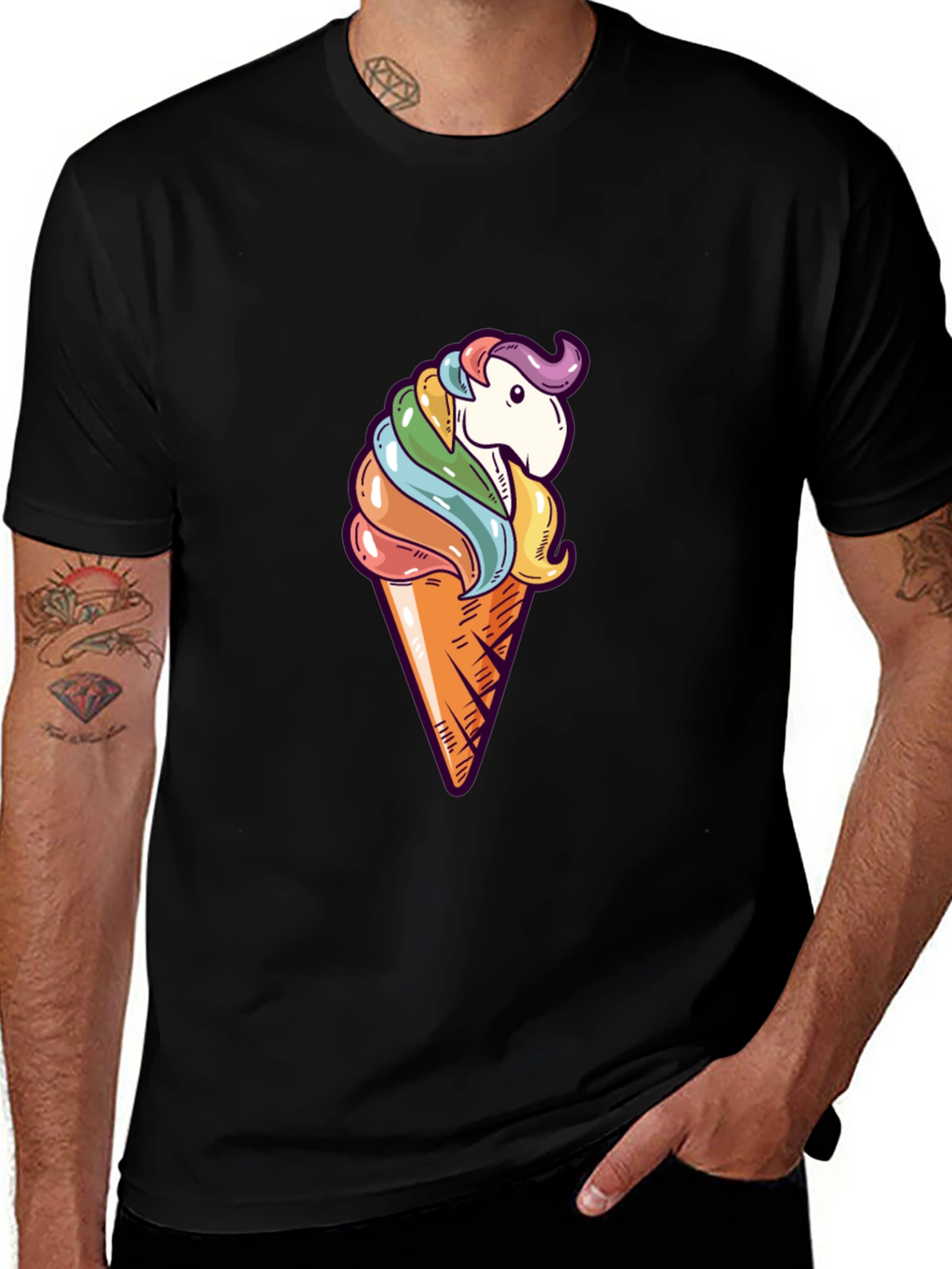 Unicorn Ice Cream Cone Graphic T-Shirt