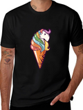 Unicorn Ice Cream Cone Graphic T-Shirt