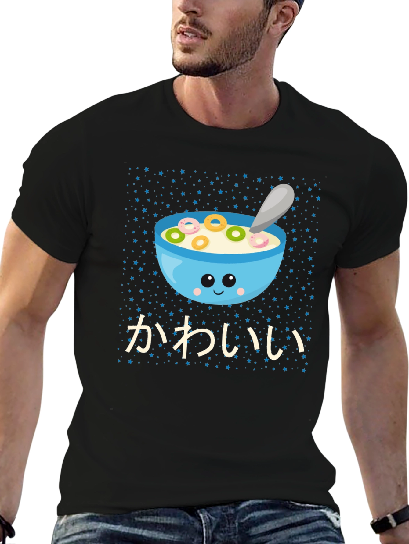 Kawaii Cereal Bowl Graphic T-Shirt