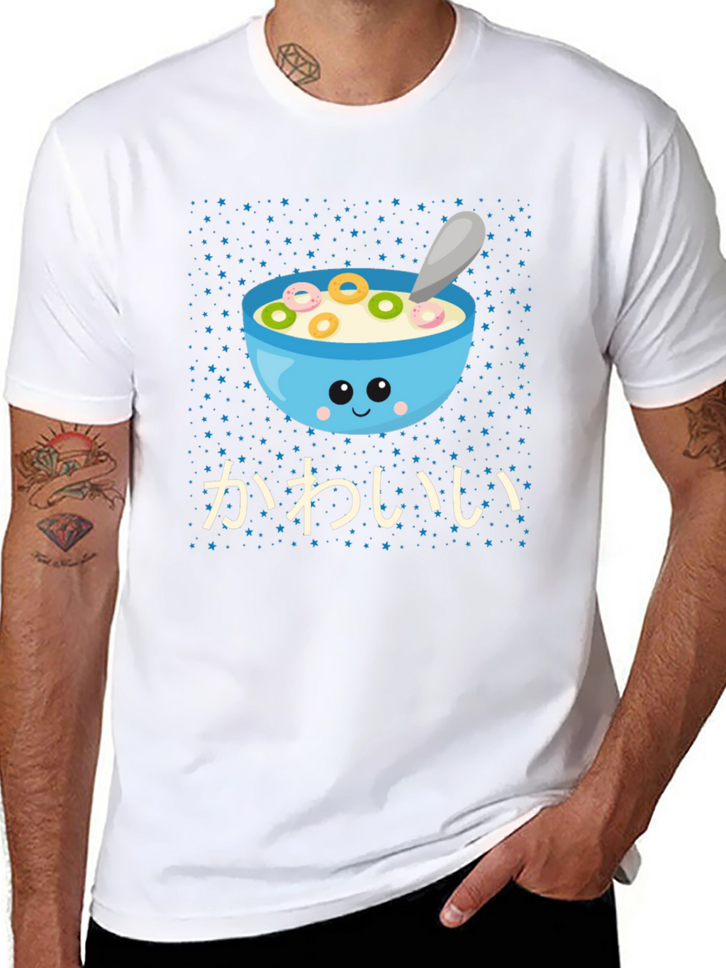 Kawaii Cereal Bowl Graphic T-Shirt