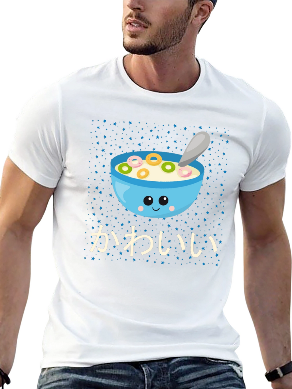 Kawaii Cereal Bowl Graphic T-Shirt