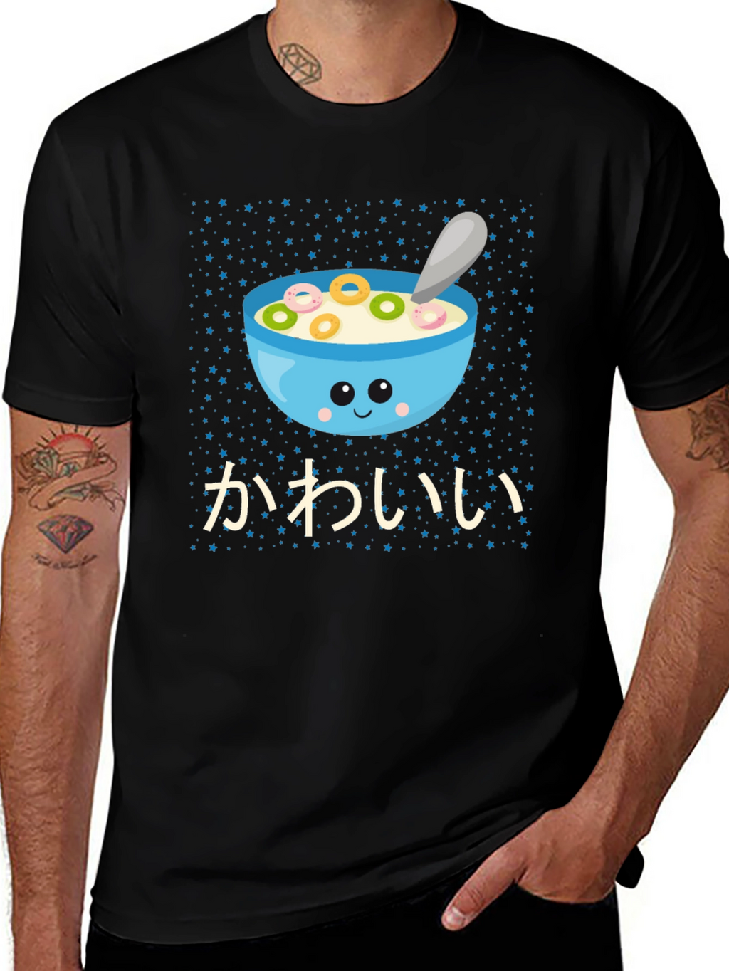 Kawaii Cereal Bowl Graphic T-Shirt