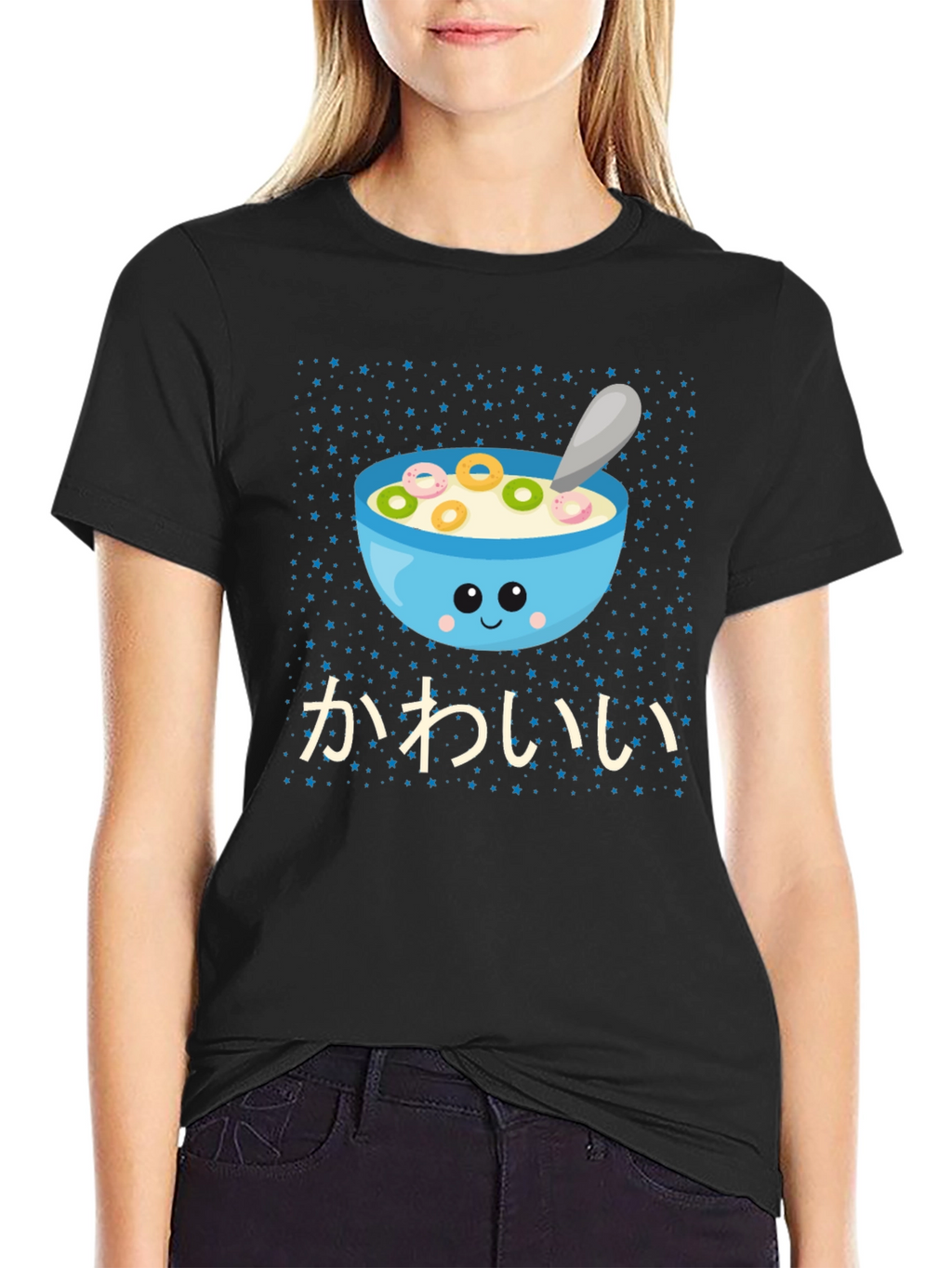 Kawaii Cereal Bowl Graphic T-Shirt