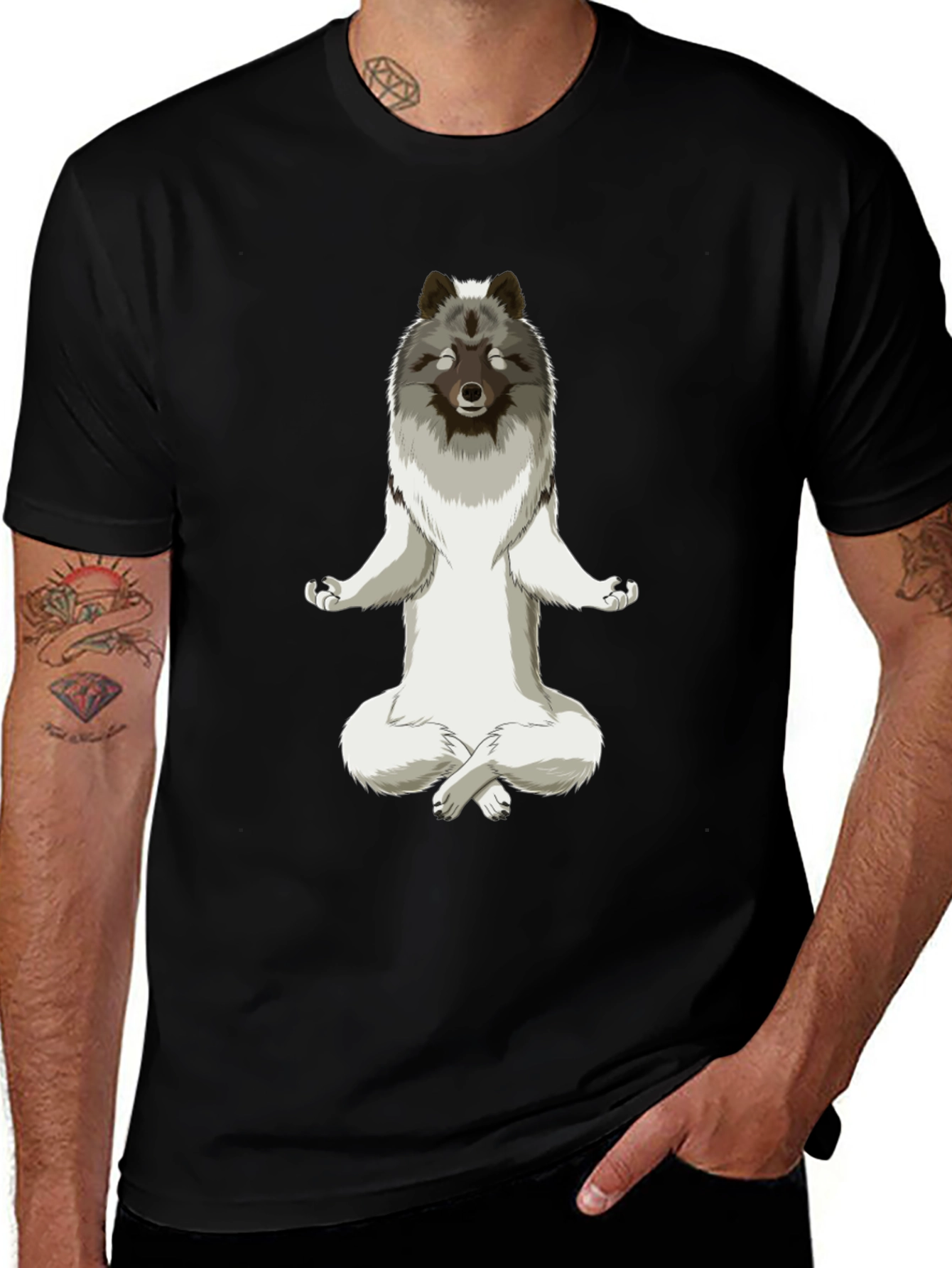 Meditating Wolf T-Shirt - Zen Dog Tee