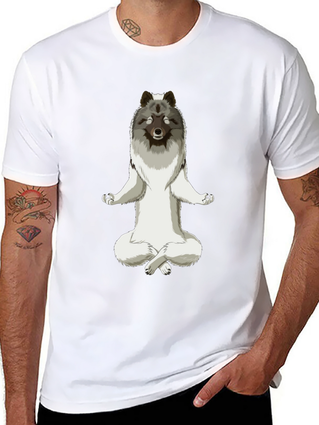 Meditating Wolf T-Shirt - Zen Dog Tee