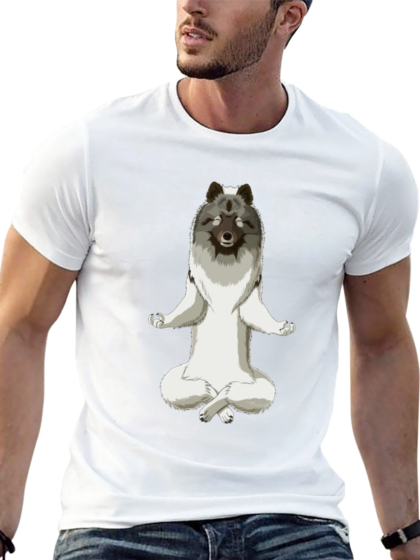 Meditating Wolf T-Shirt - Zen Dog Tee