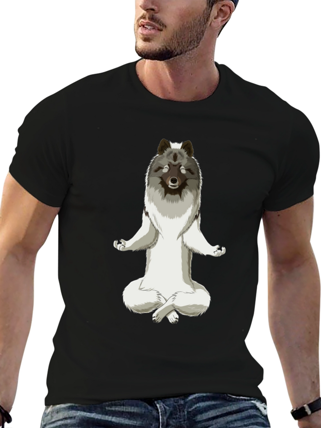 Meditating Wolf T-Shirt - Zen Dog Tee