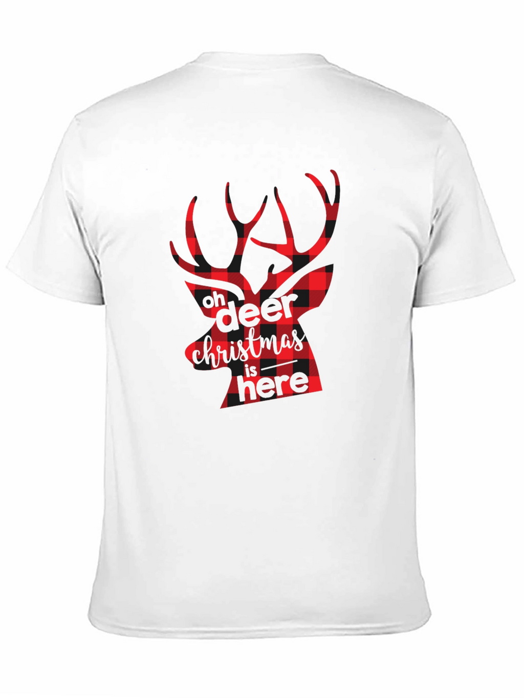 Plaid Deer Christmas Graphic Tee - Black