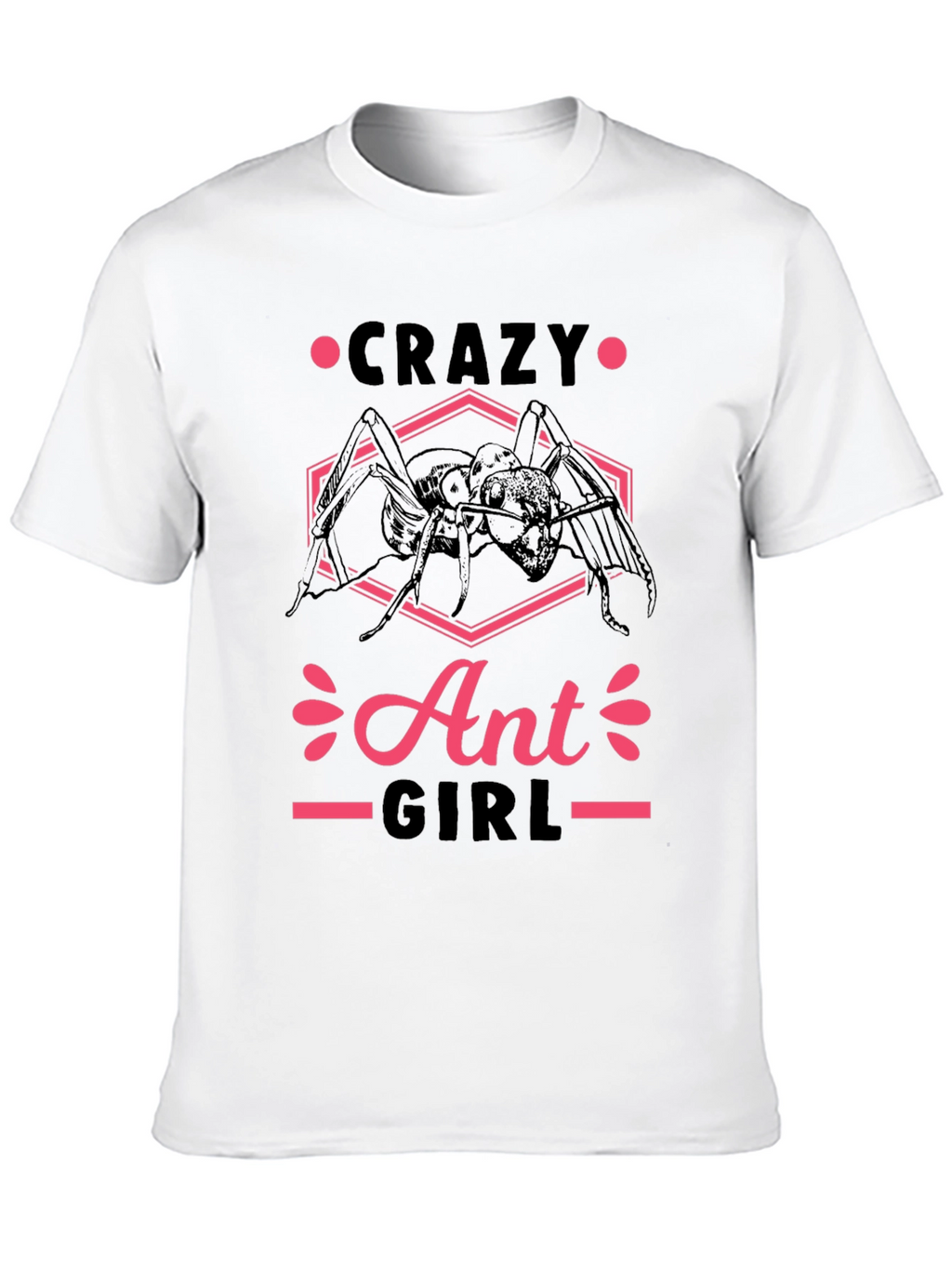 Crazy Ant Girl Graphic Tee - Black Cotton T-Shirt