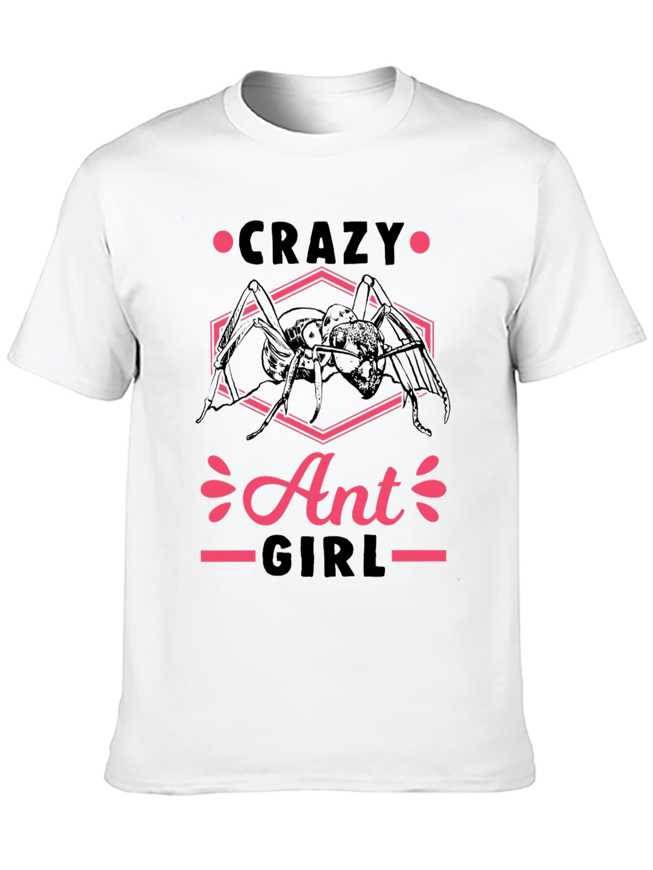 Crazy Ant Girl Graphic Tee - Black Cotton T-Shirt