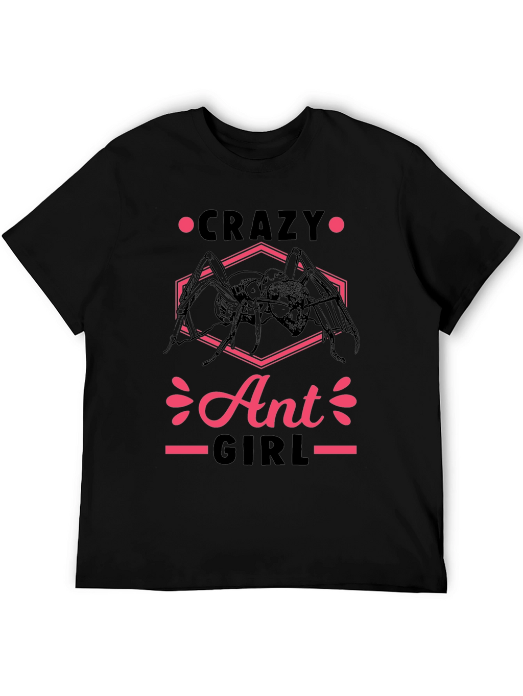 Crazy Ant Girl Graphic Tee - Black Cotton T-Shirt