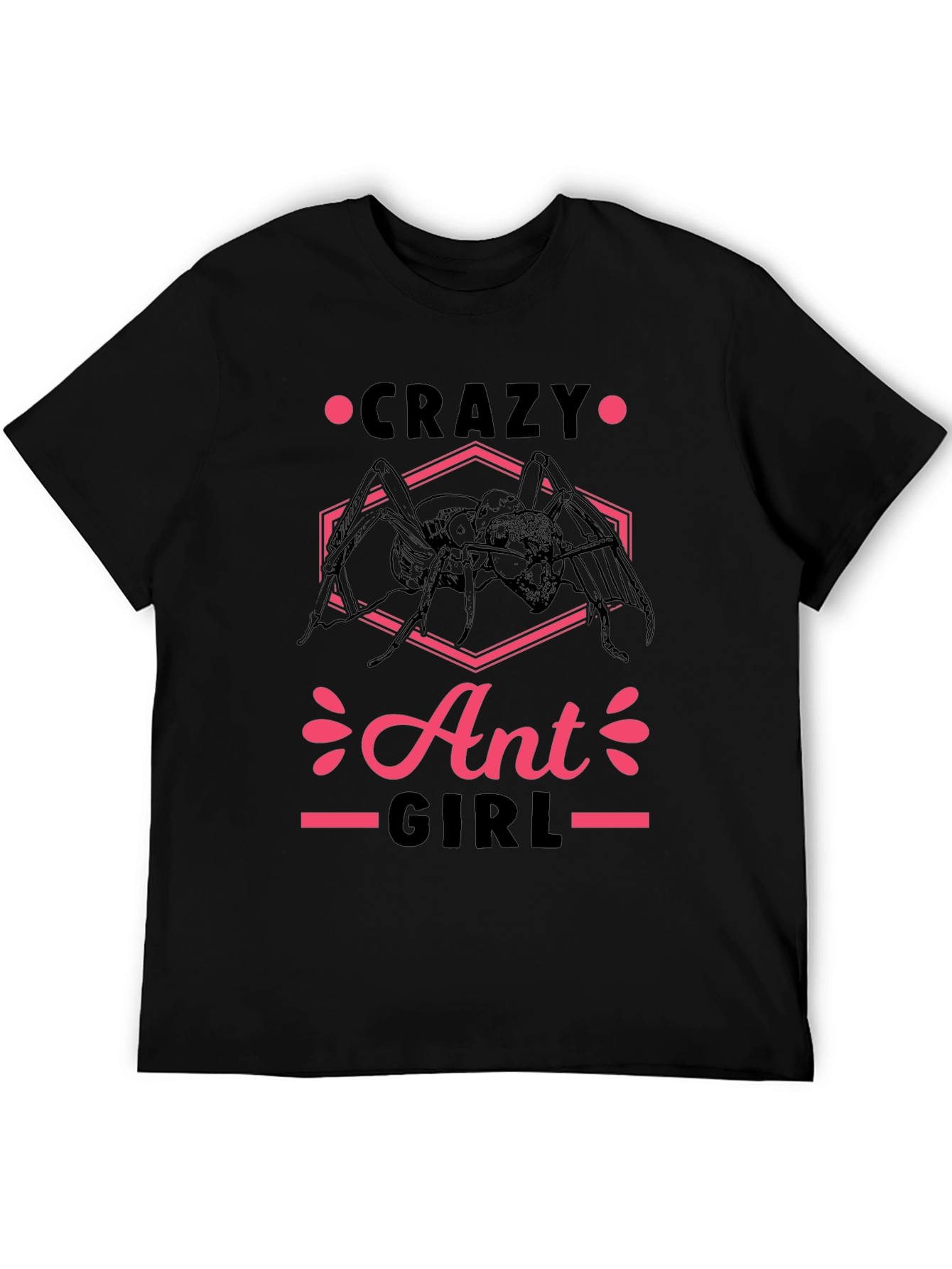 Crazy Ant Girl Graphic Tee - Black Cotton T-Shirt