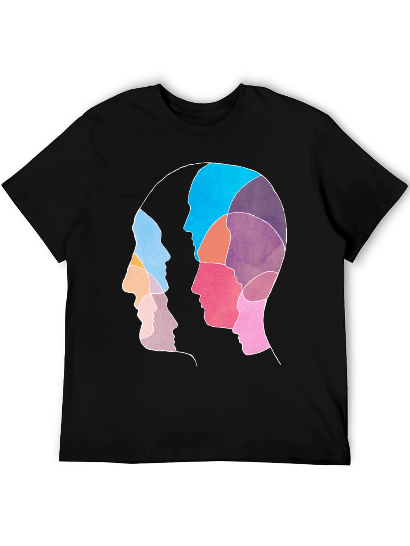 Abstract Faces Graphic Black T-Shirt
