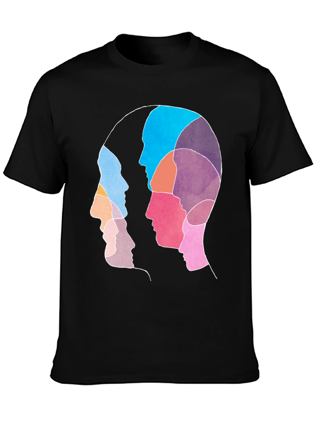 Abstract Faces Graphic Black T-Shirt