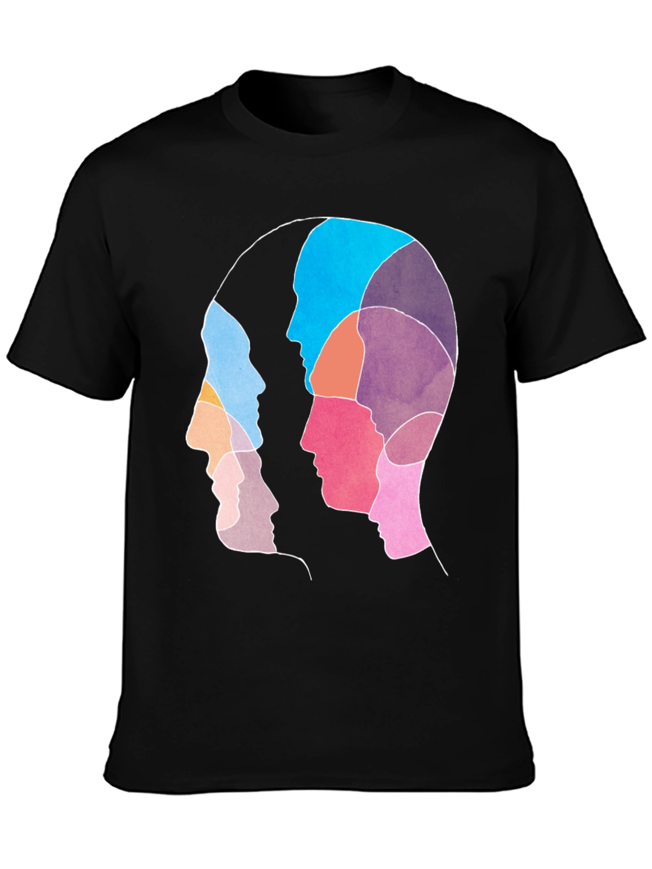 Abstract Faces Graphic Black T-Shirt